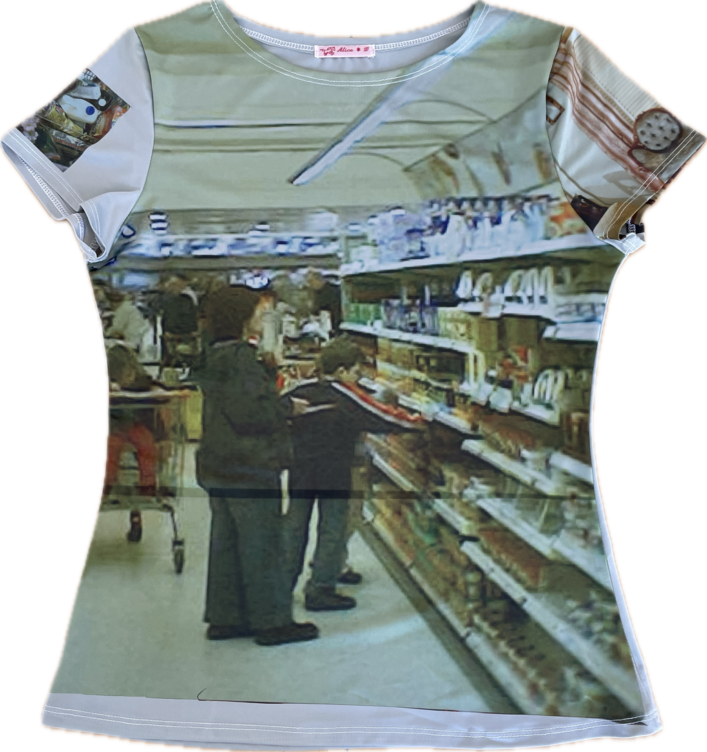 handmade printed 90s photograph baby tee