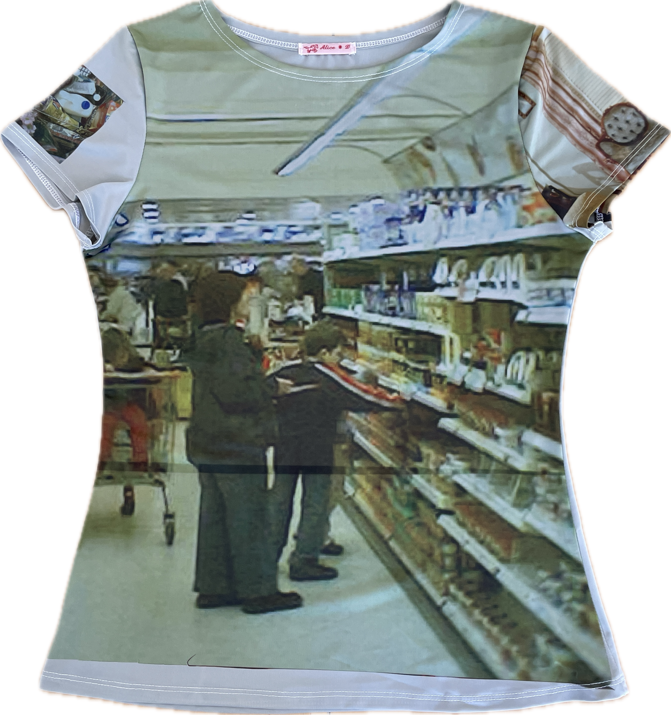 handmade printed 90s photograph baby tee