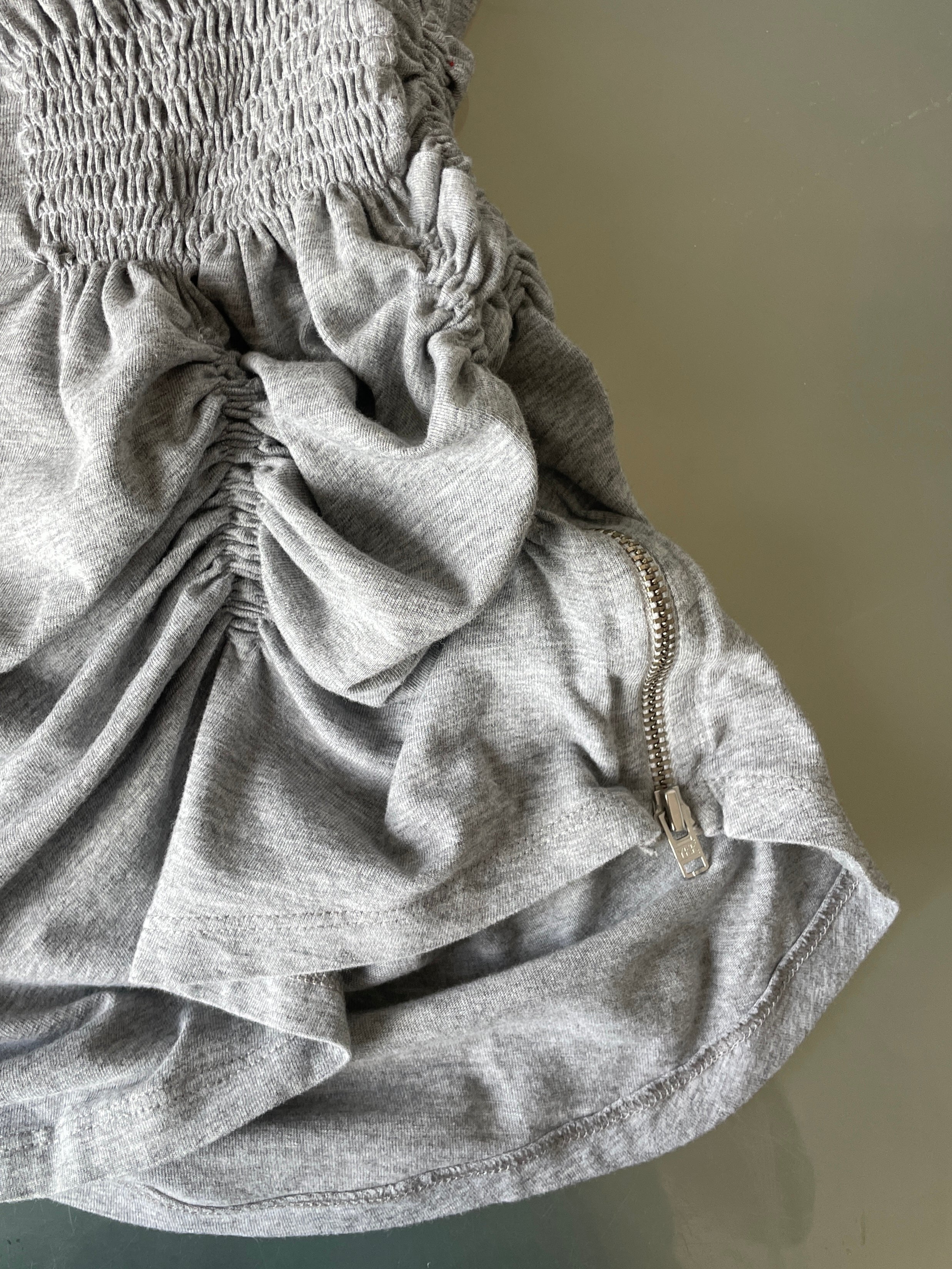 grey reworked elasticated ruched slinky t shirt