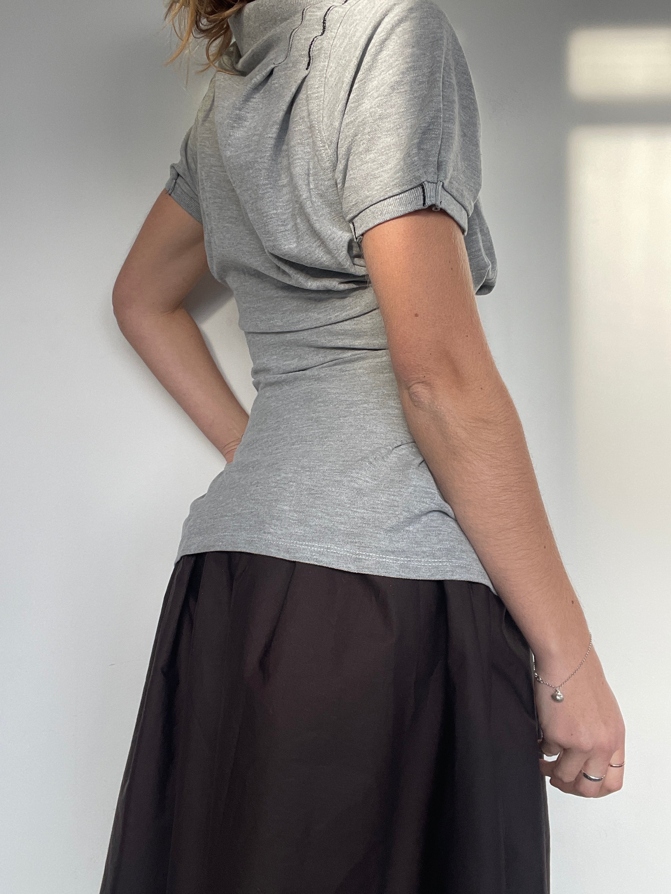 short sleeve corset style reworked polo shirt