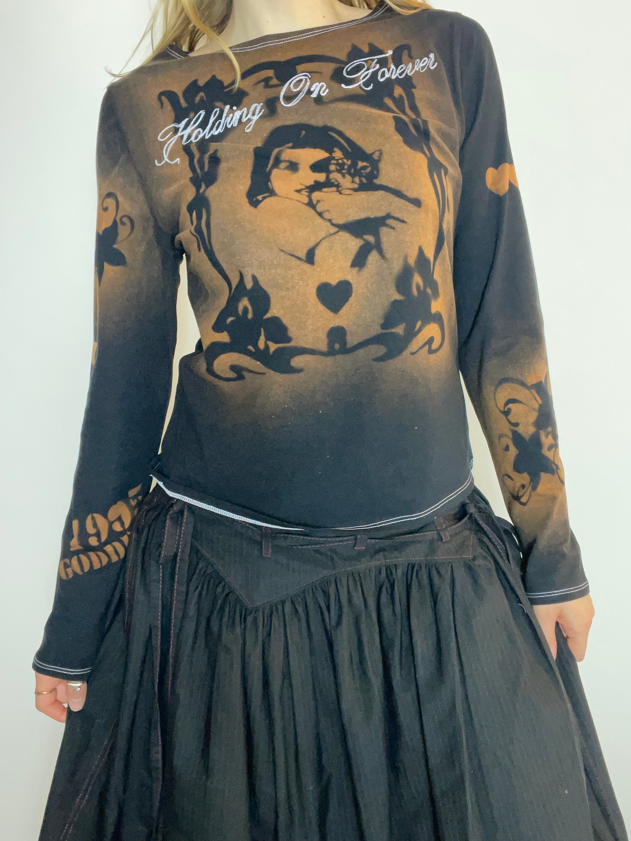 handmade stencil print long sleeve top