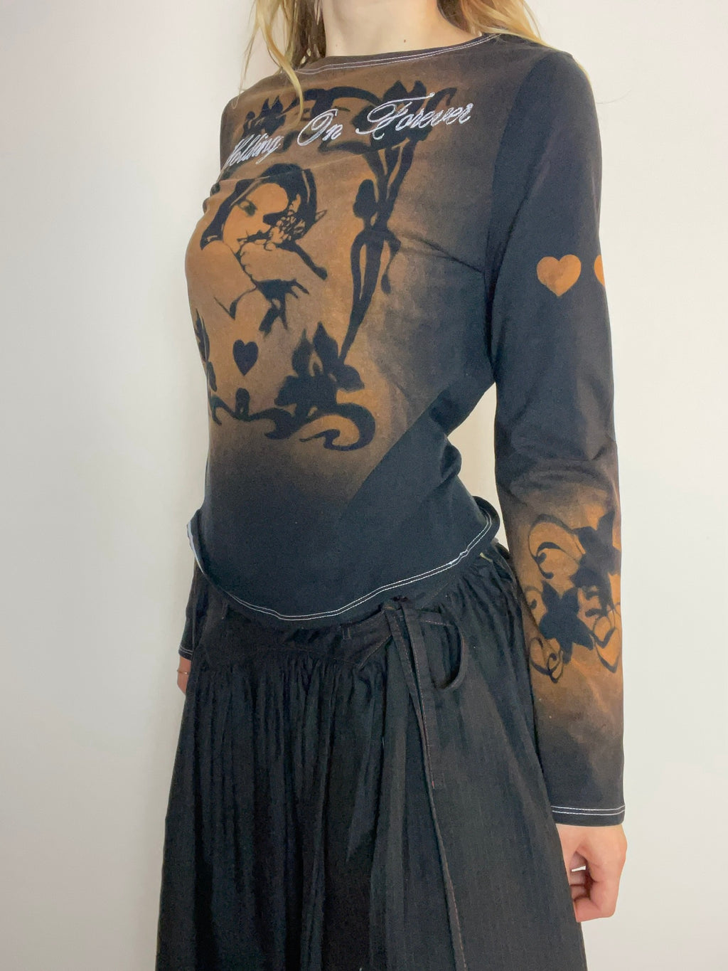 handmade stencil print long sleeve top
