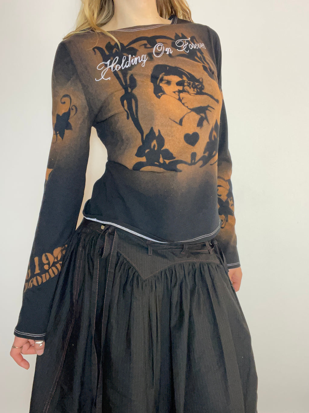 handmade stencil print long sleeve top