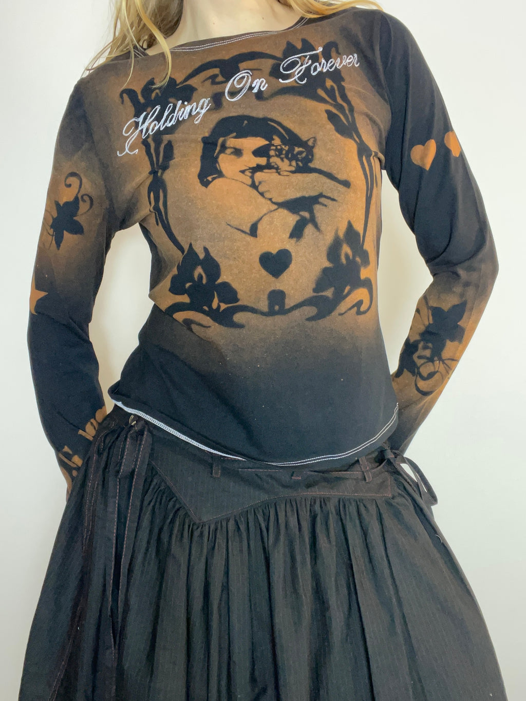 handmade stencil print long sleeve top