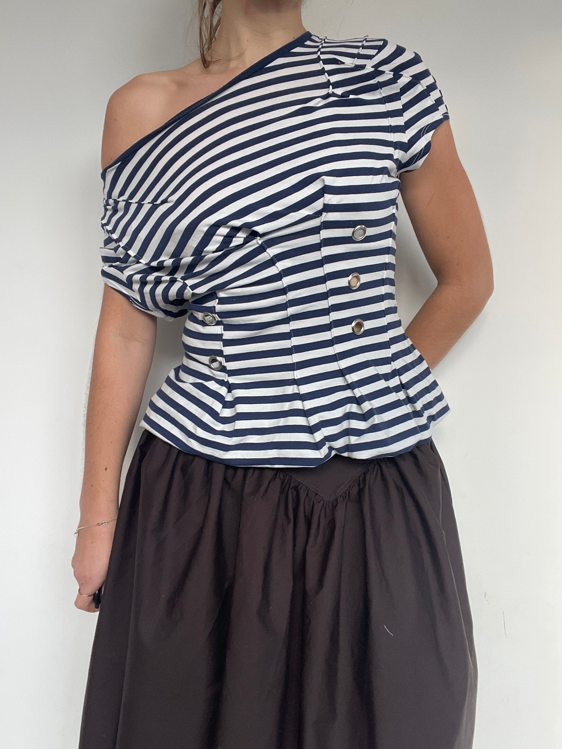 reworked short sleeve balloon hem short sleeve top