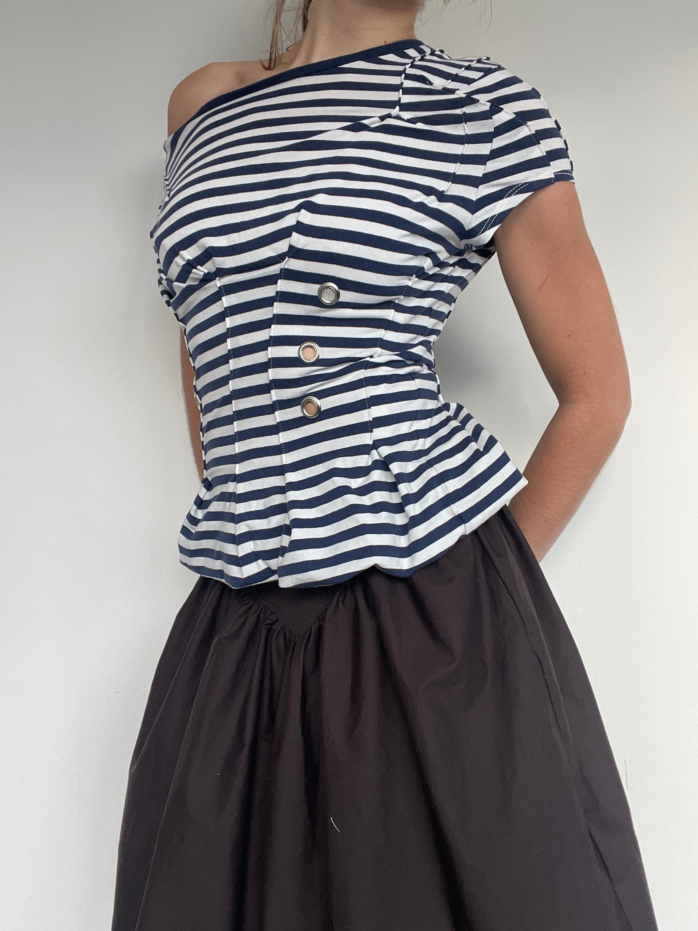 reworked short sleeve balloon hem short sleeve top