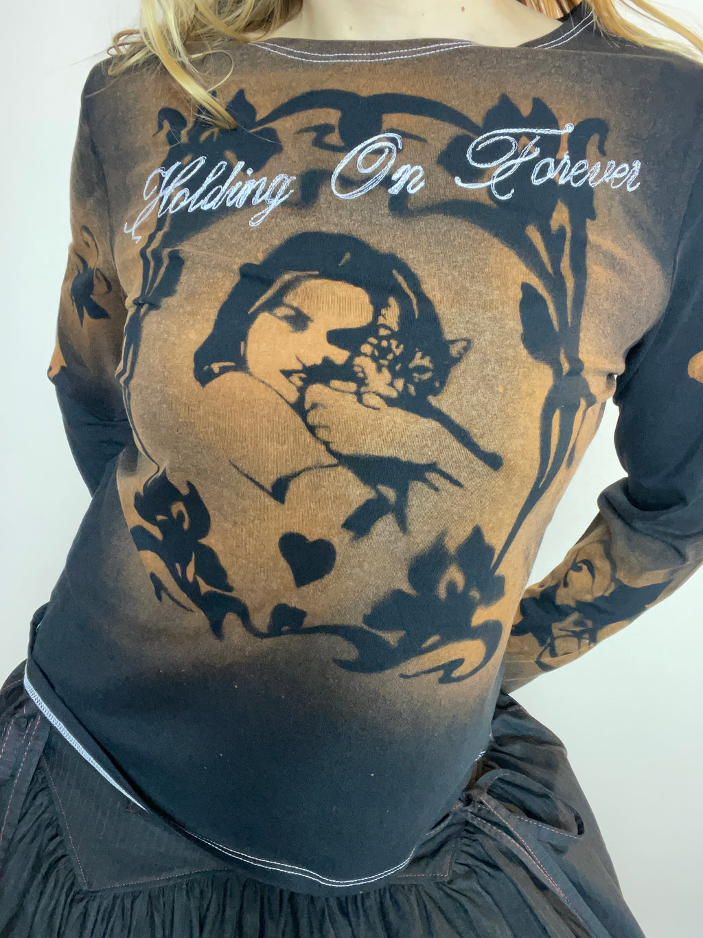 handmade stencil print long sleeve top