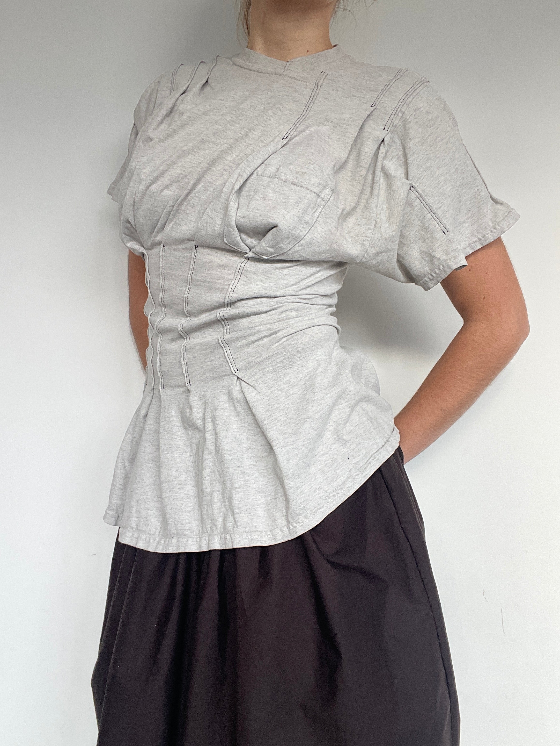 reworked t shirt with cinched waistband