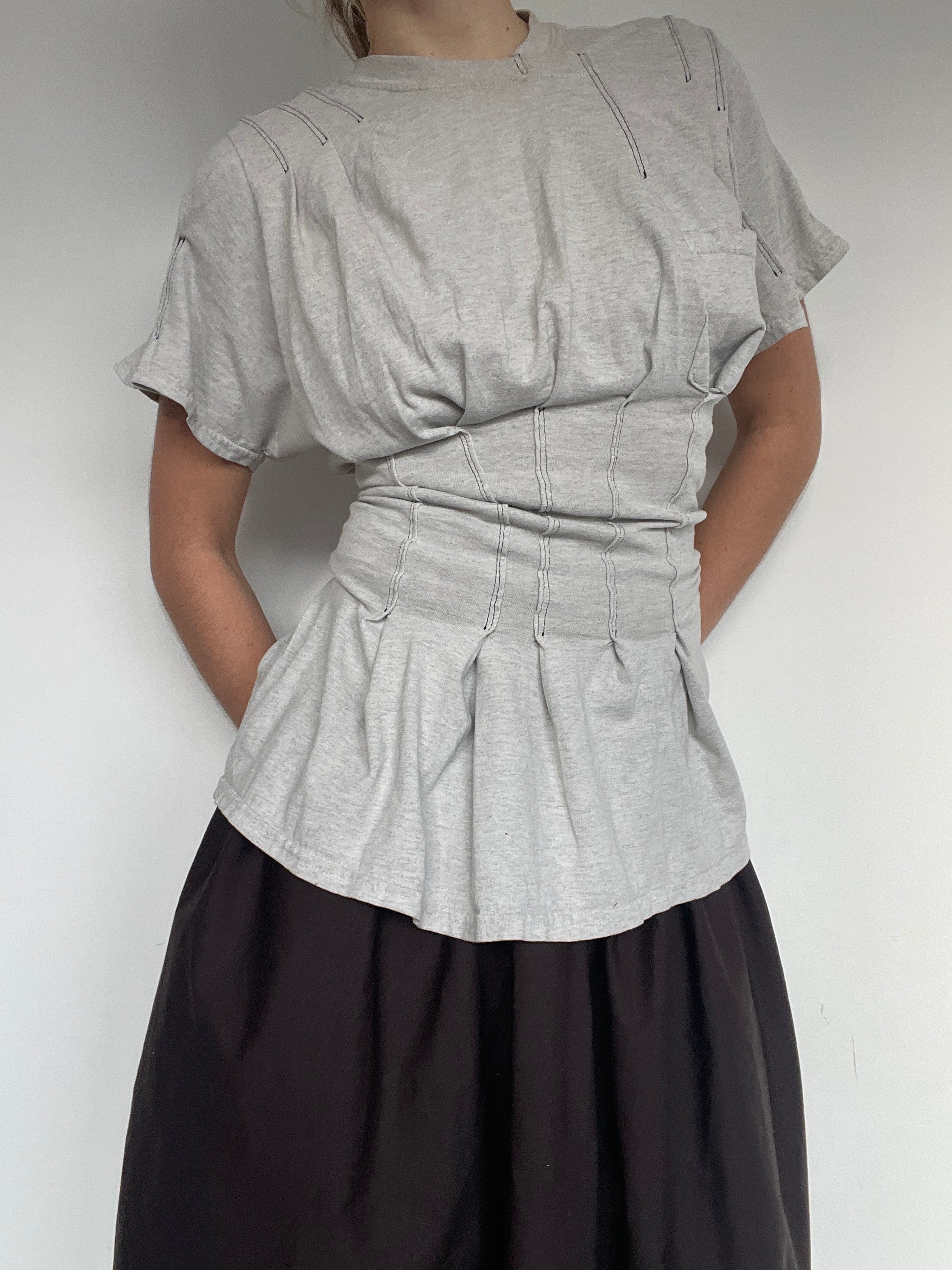 reworked t shirt with cinched waistband