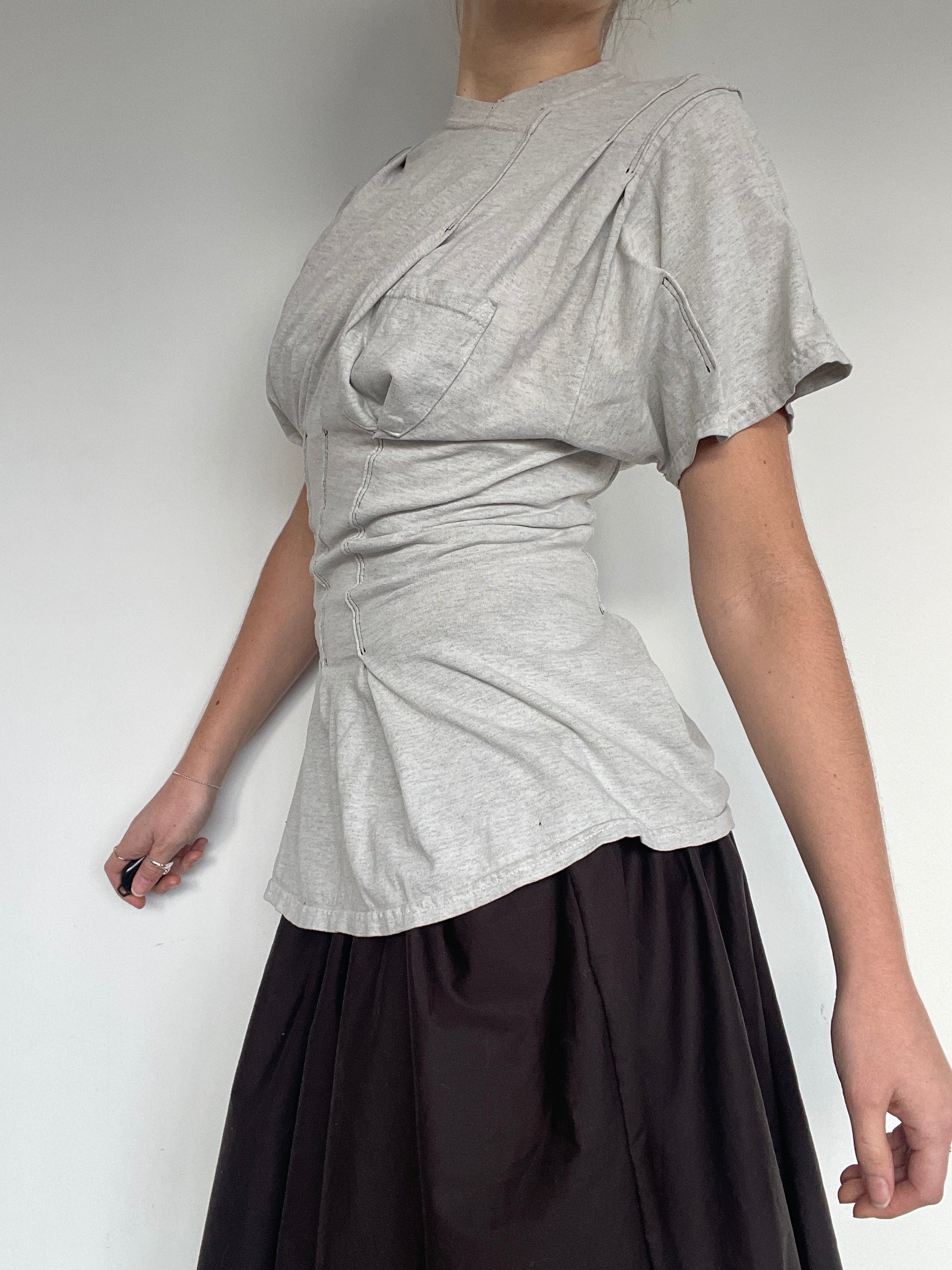 reworked t shirt with cinched waistband