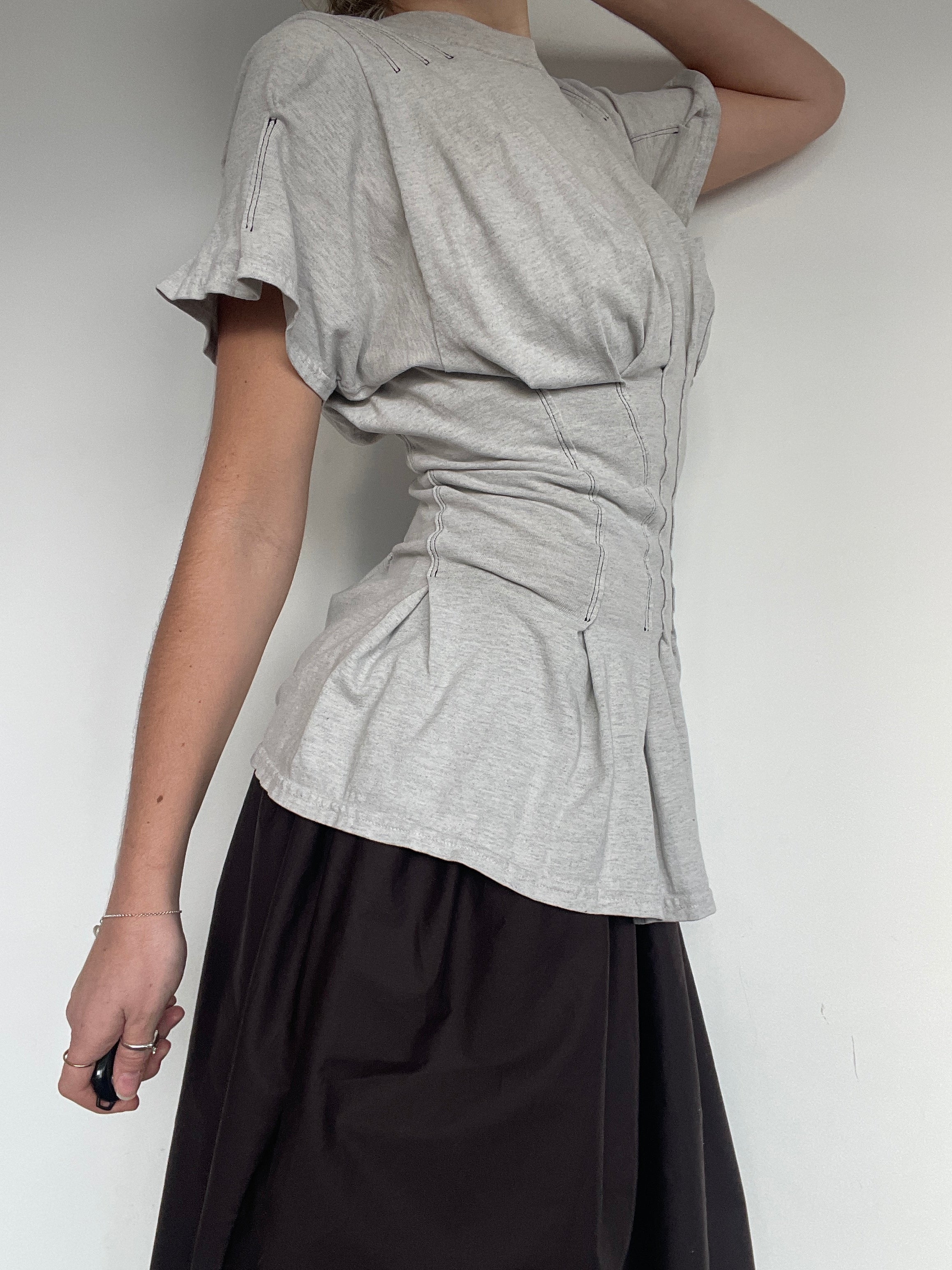 reworked t shirt with cinched waistband