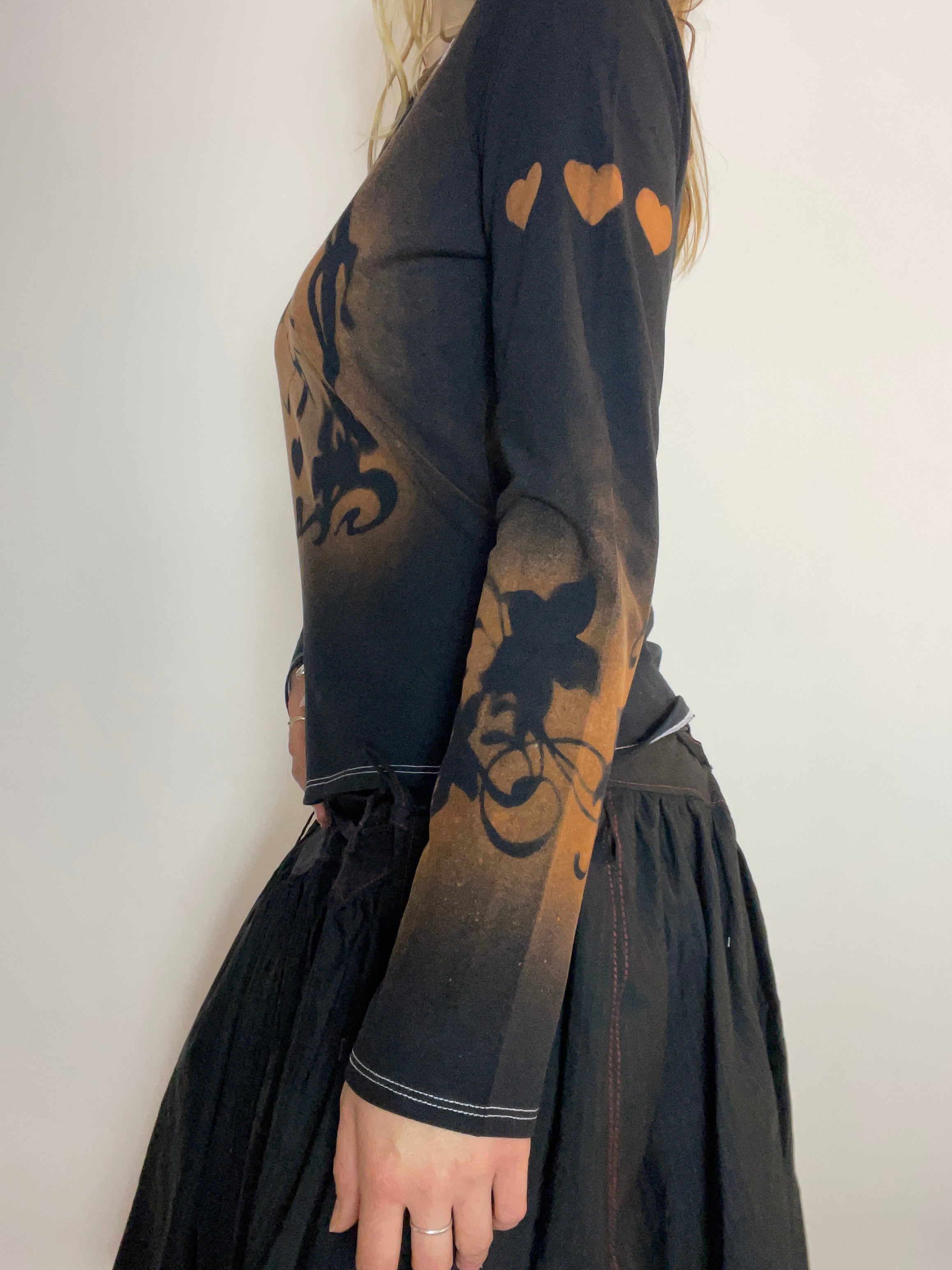 handmade stencil print long sleeve top