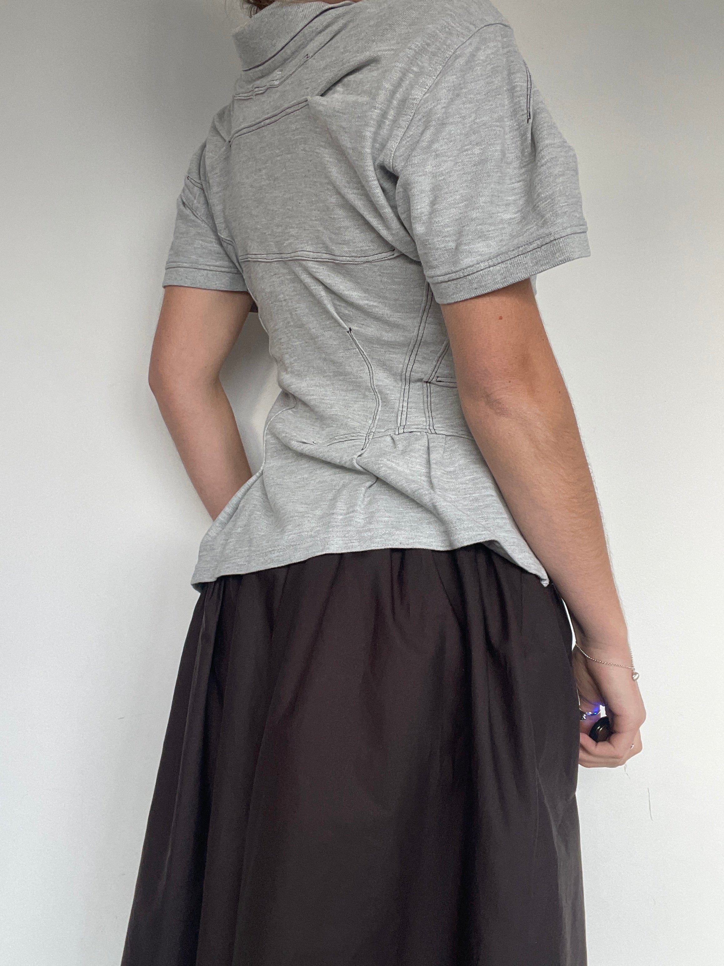 reworked polo shirt with cinched waistband