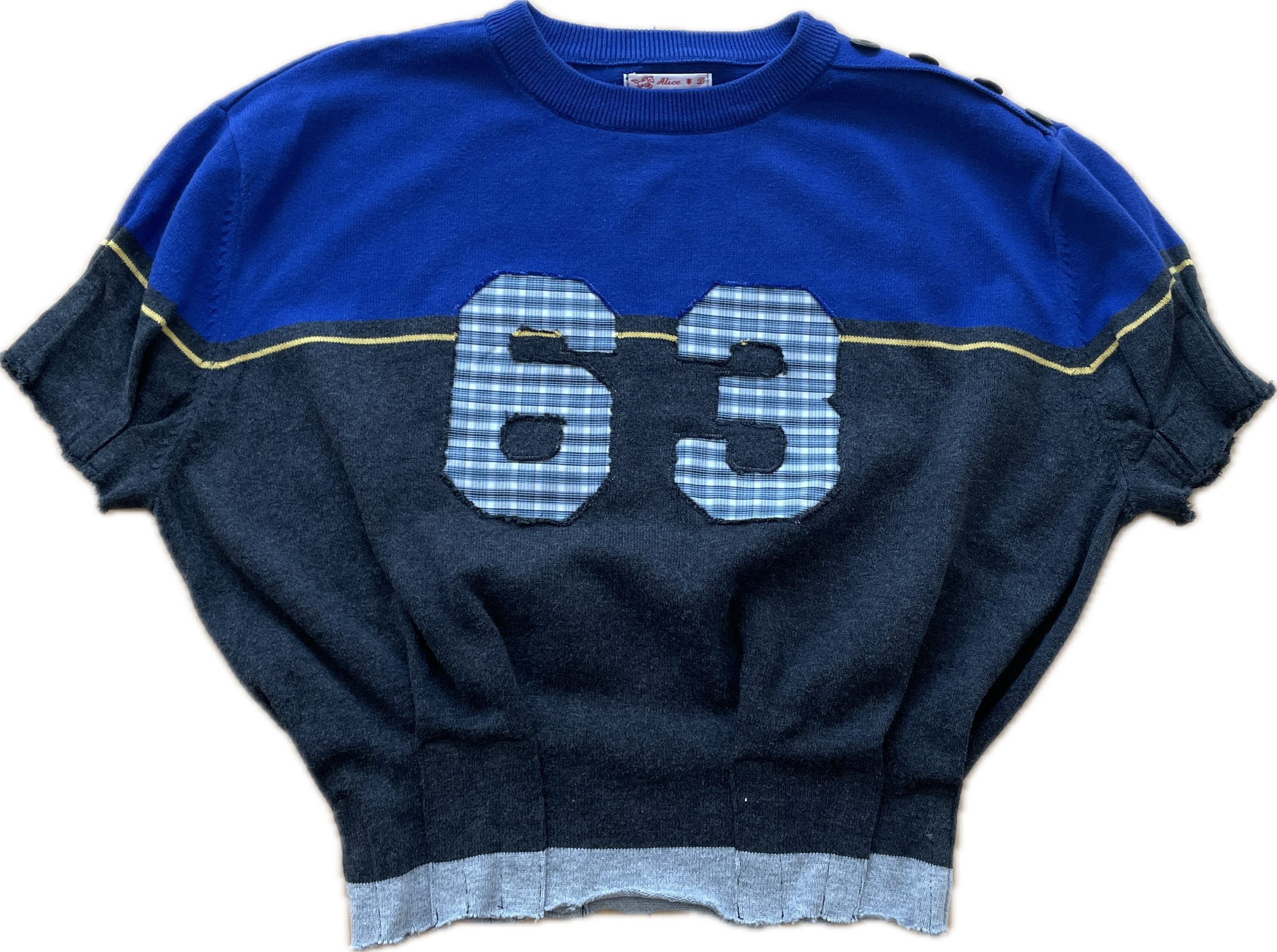 handmade blue sports number puffed top