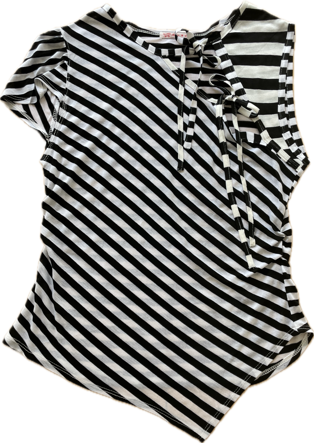handmade striped monochrome tie up tank hankee hem