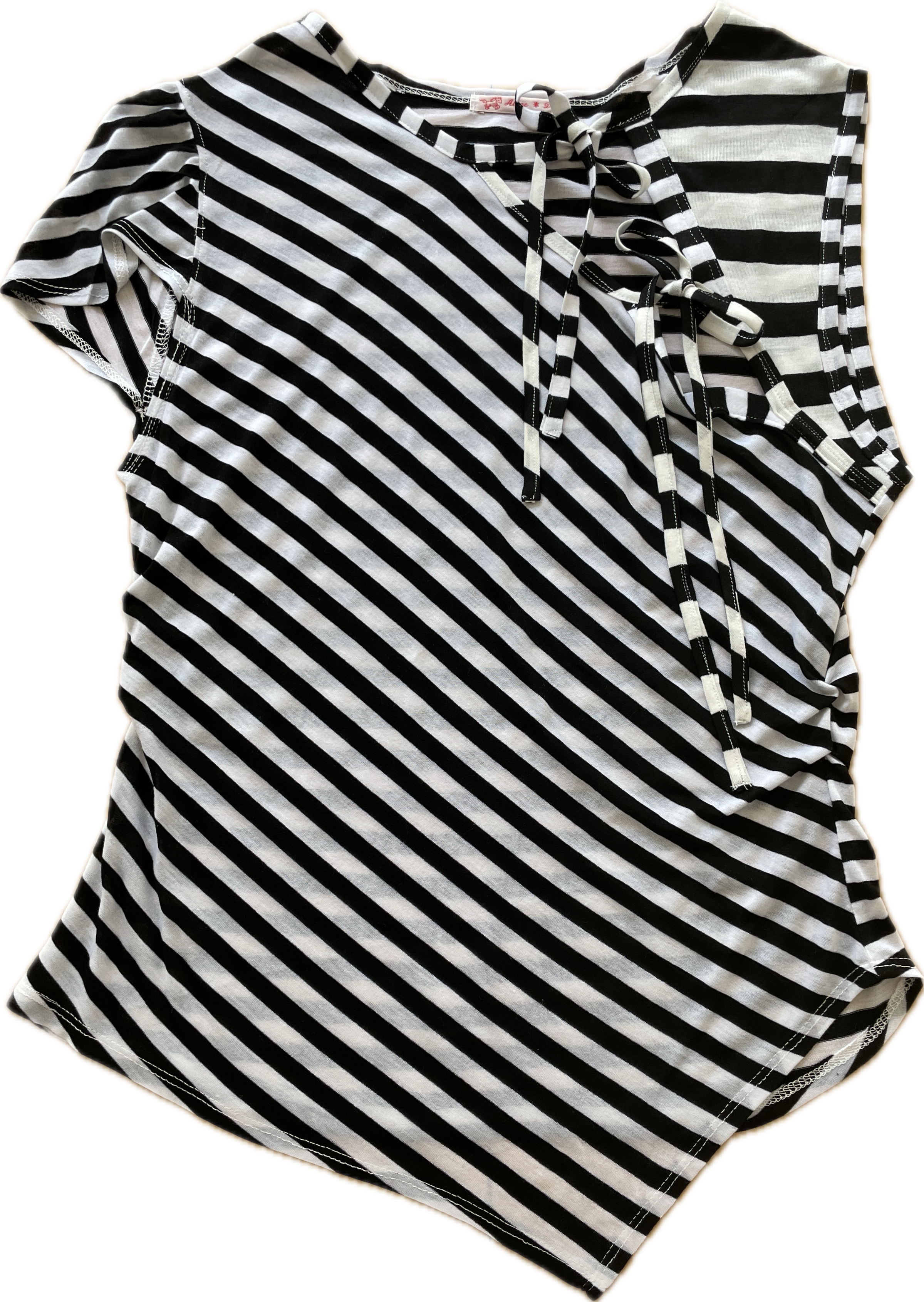 handmade striped monochrome tie up tank hankee hem