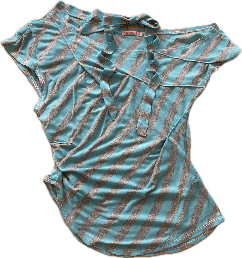 handmade blue striped asymetrical top