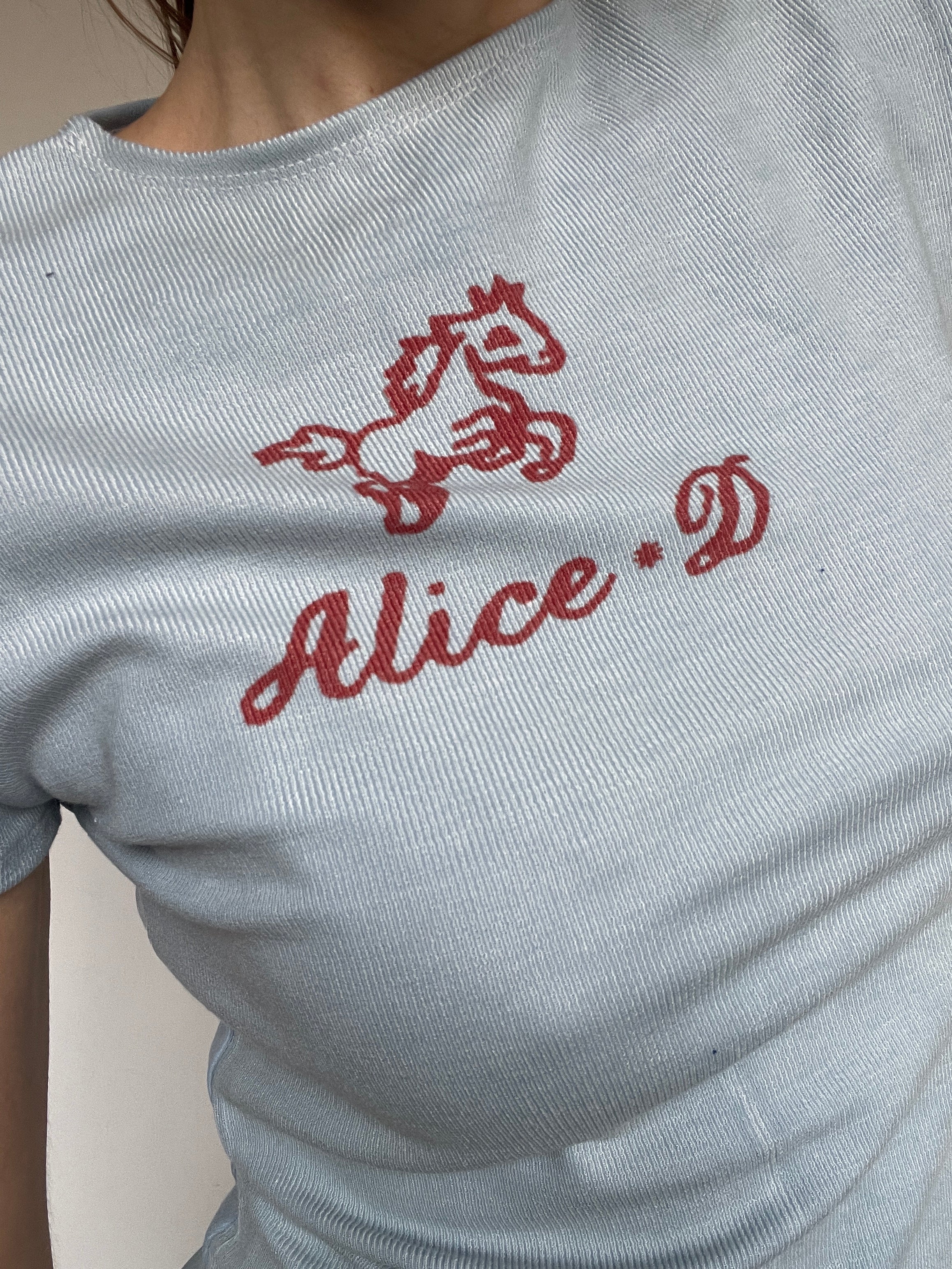 handmade digital printed blue rib baby tee