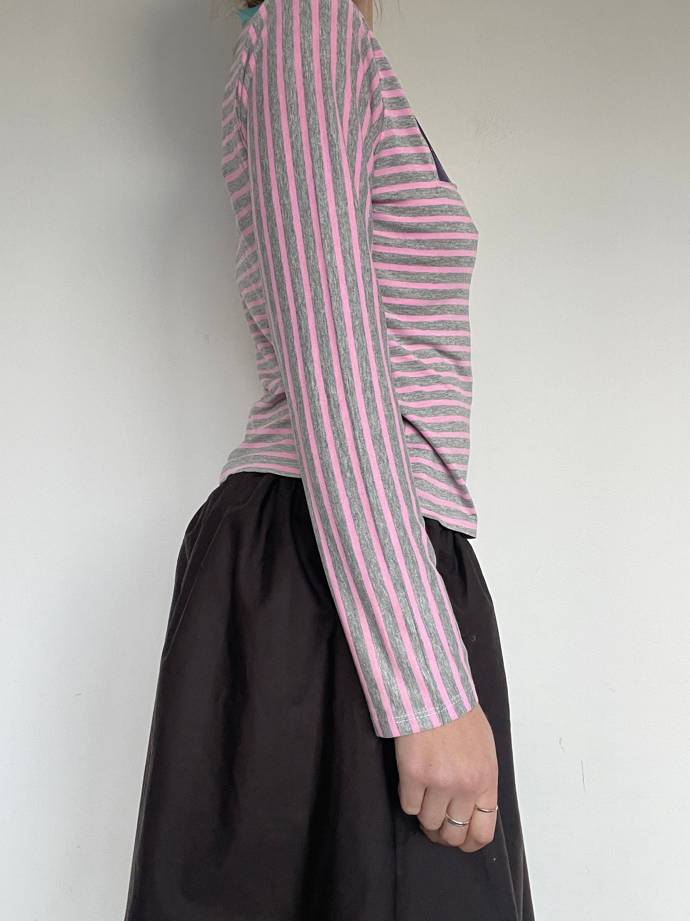 handmade pink stripe jersey top with photo print