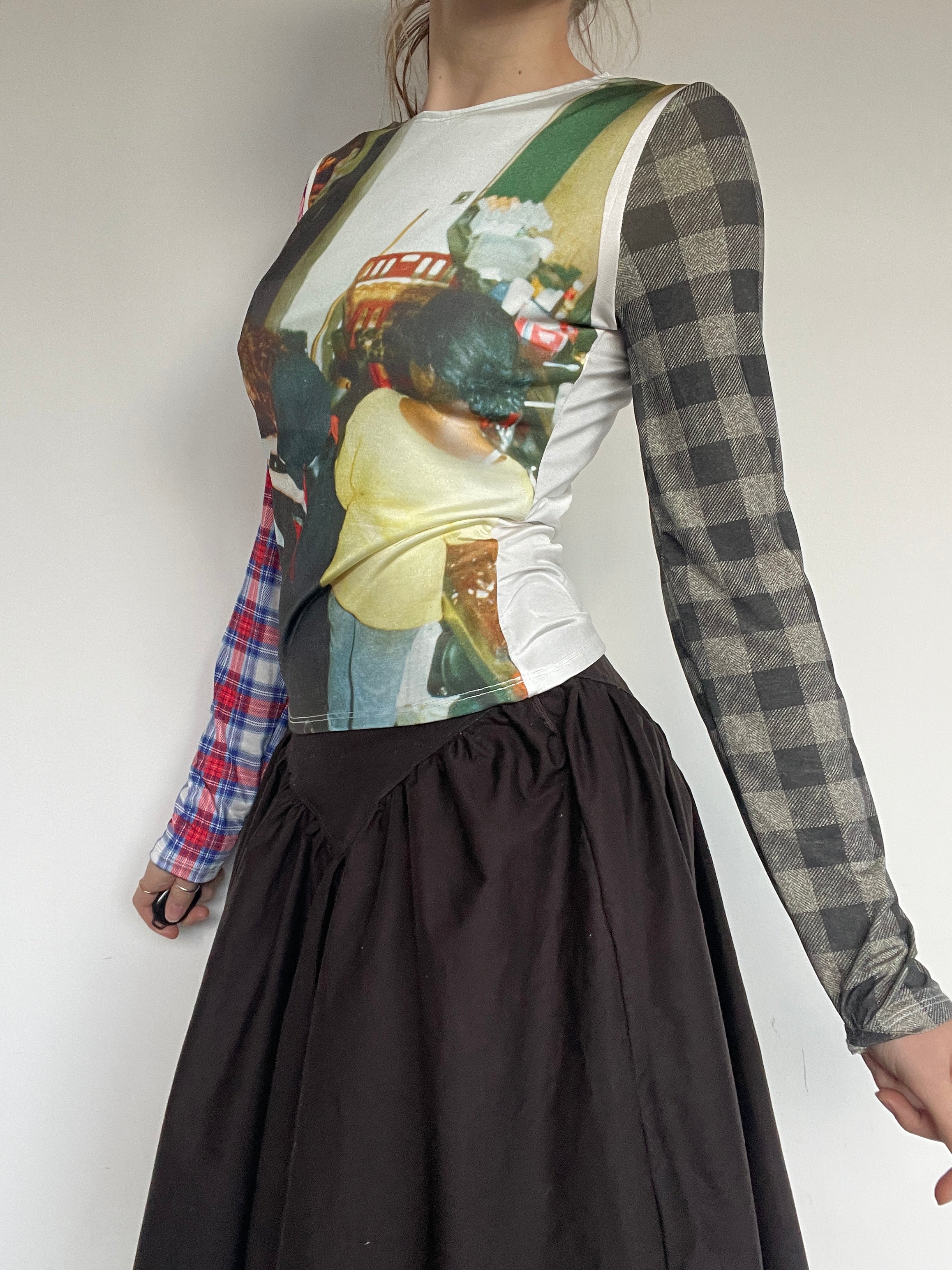 handmade slinky lycra sublimation print graphic top