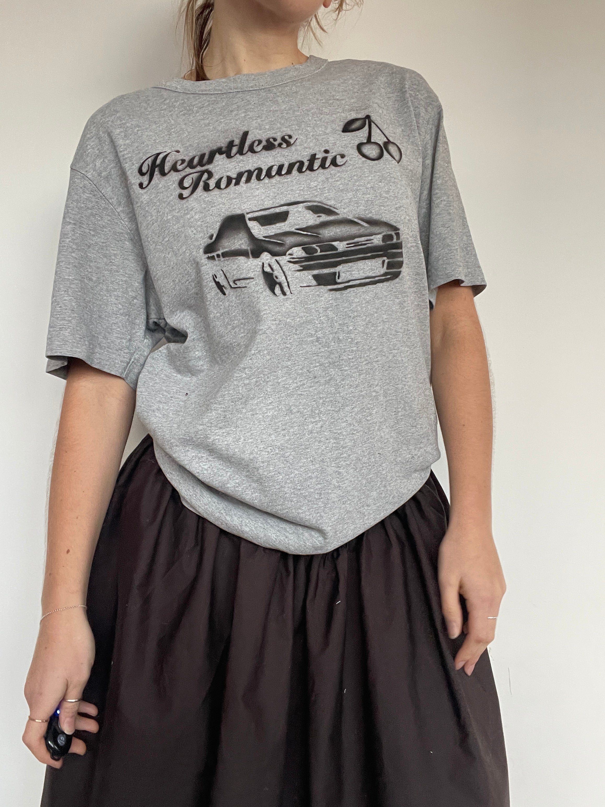 reworked airbrush vintage car stencil print tee