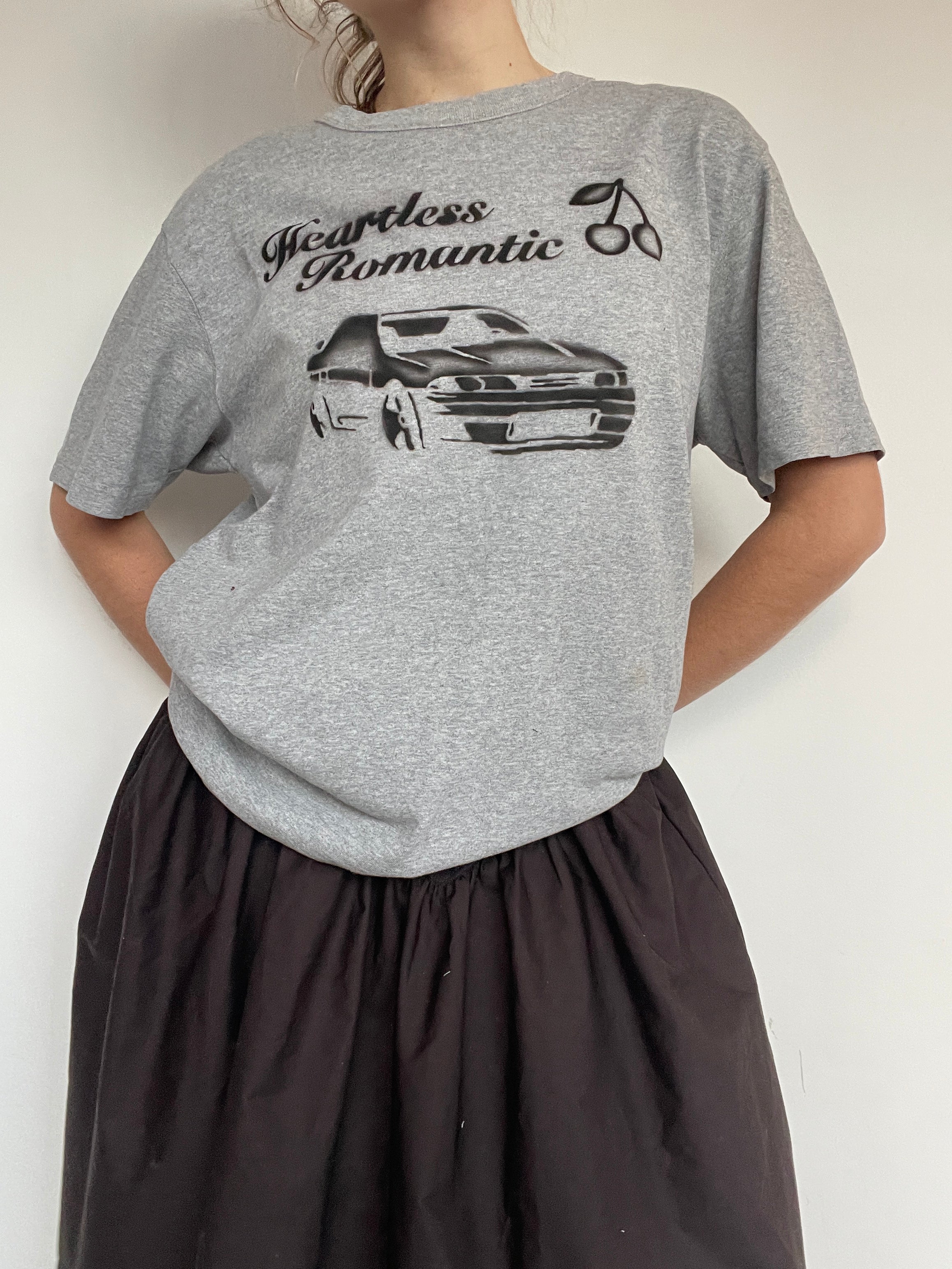 reworked airbrush vintage car stencil print tee