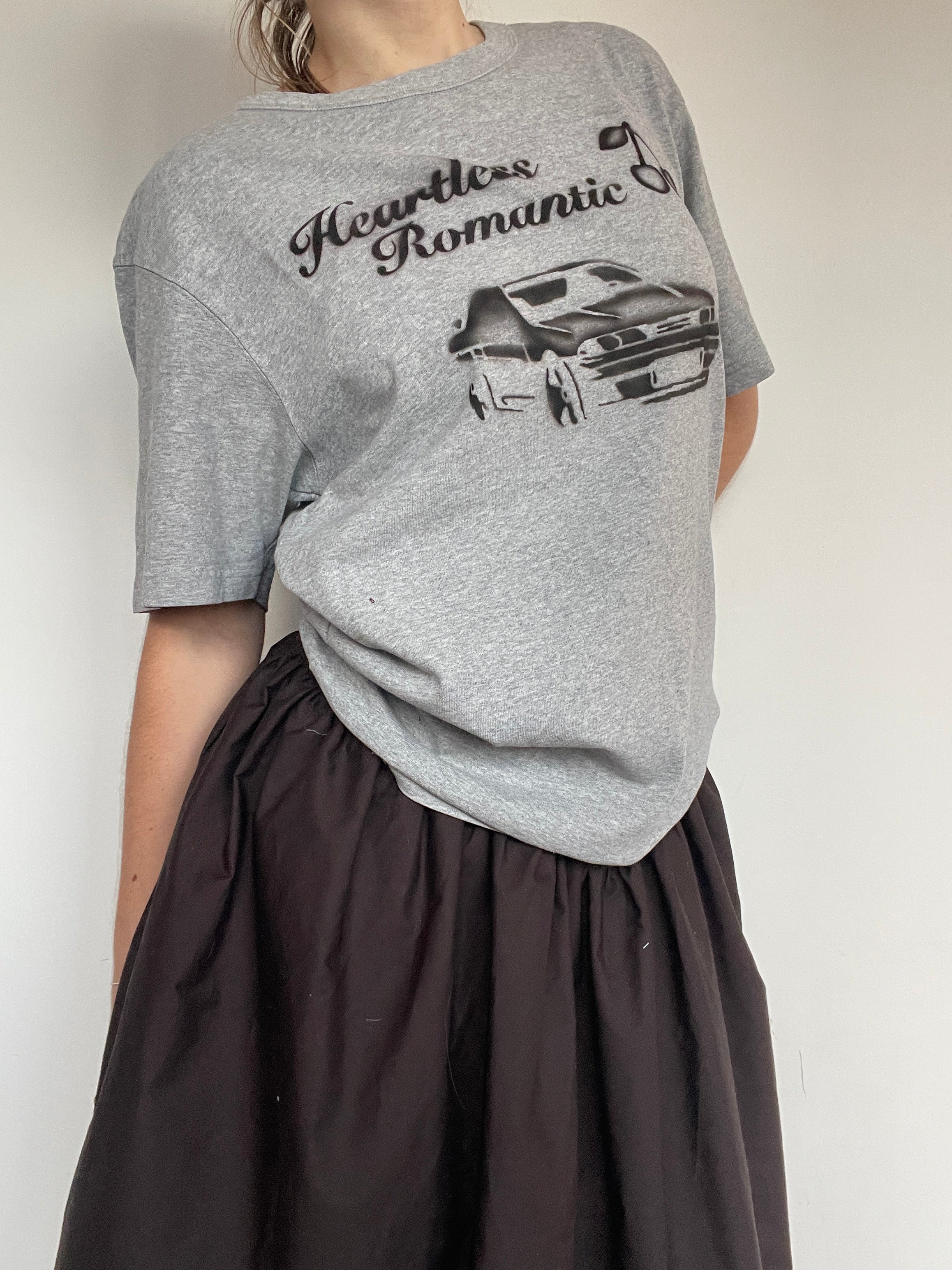 reworked airbrush vintage car stencil print tee