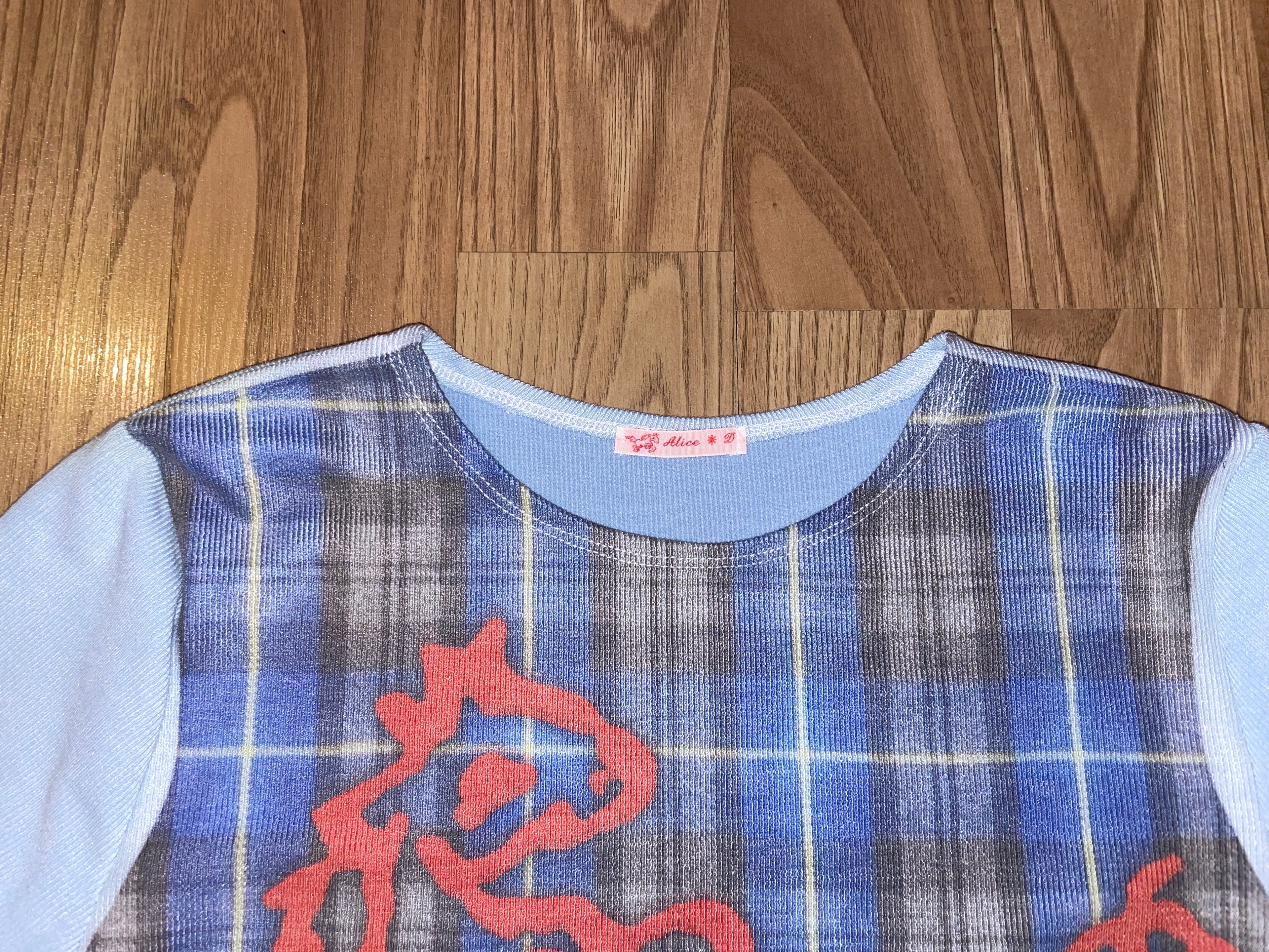 handmade digital printed tartan logo print longsleeve