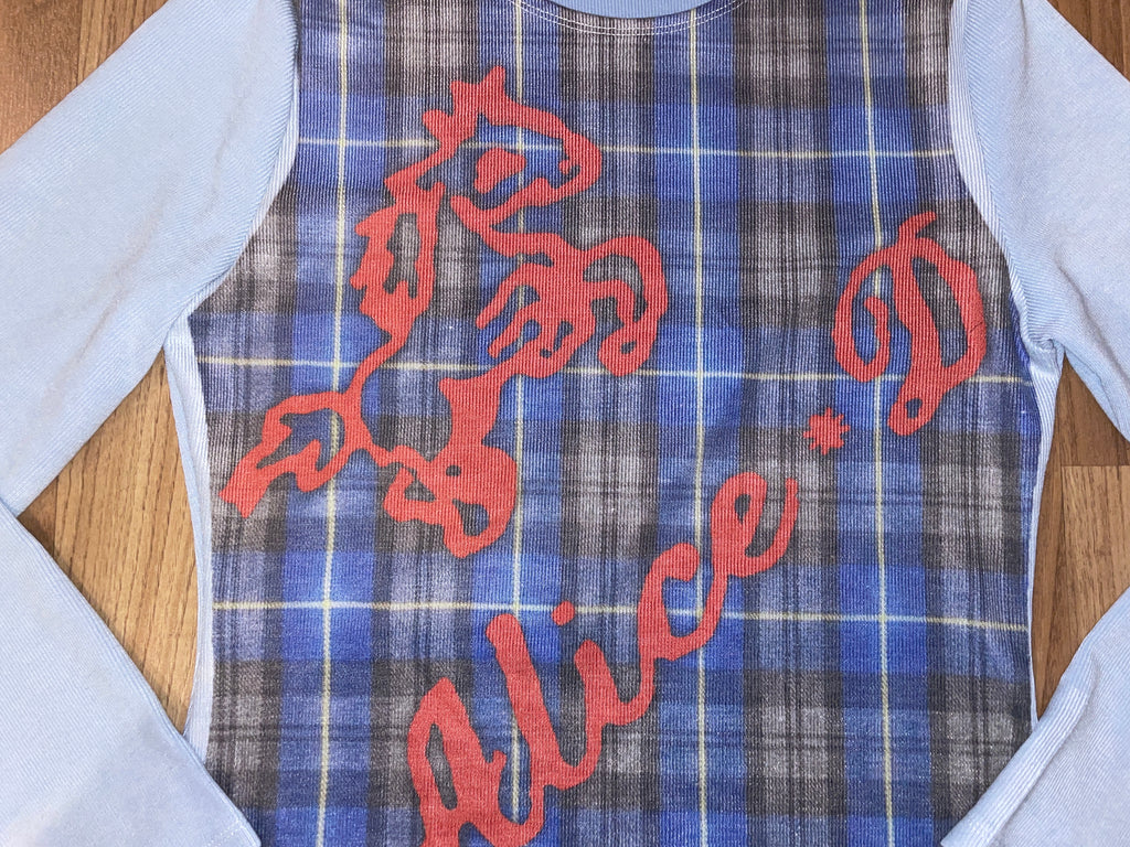 handmade digital printed tartan logo print longsleeve