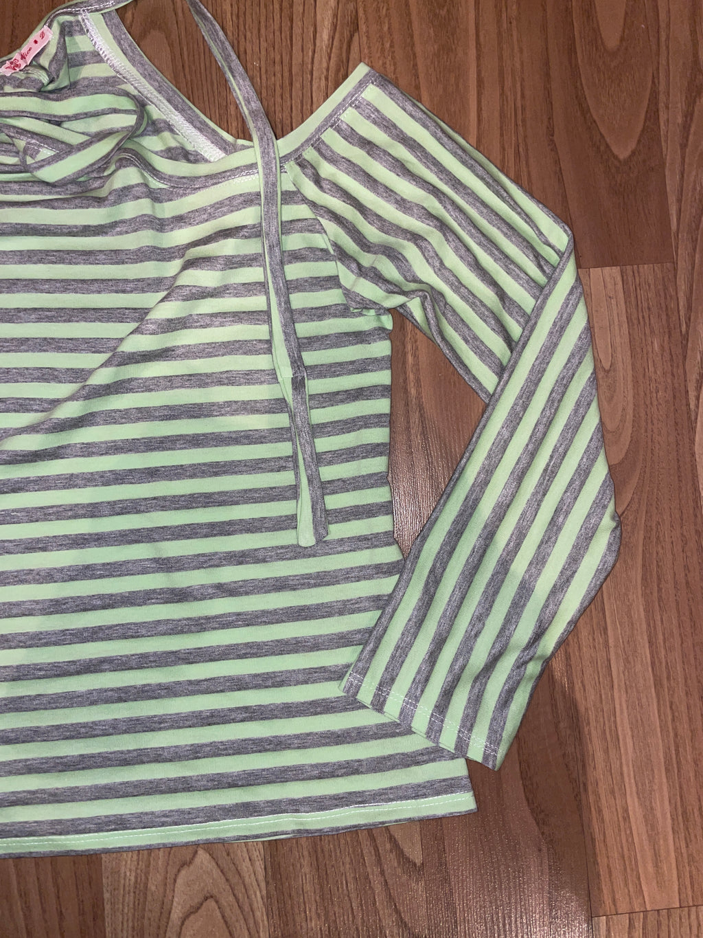 handmade off shoulder cut out tie up long sleeve