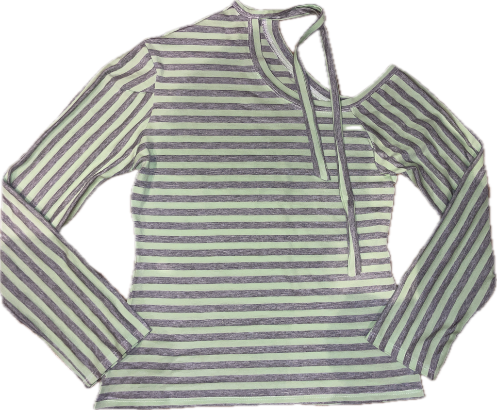 handmade off shoulder cut out tie up long sleeve