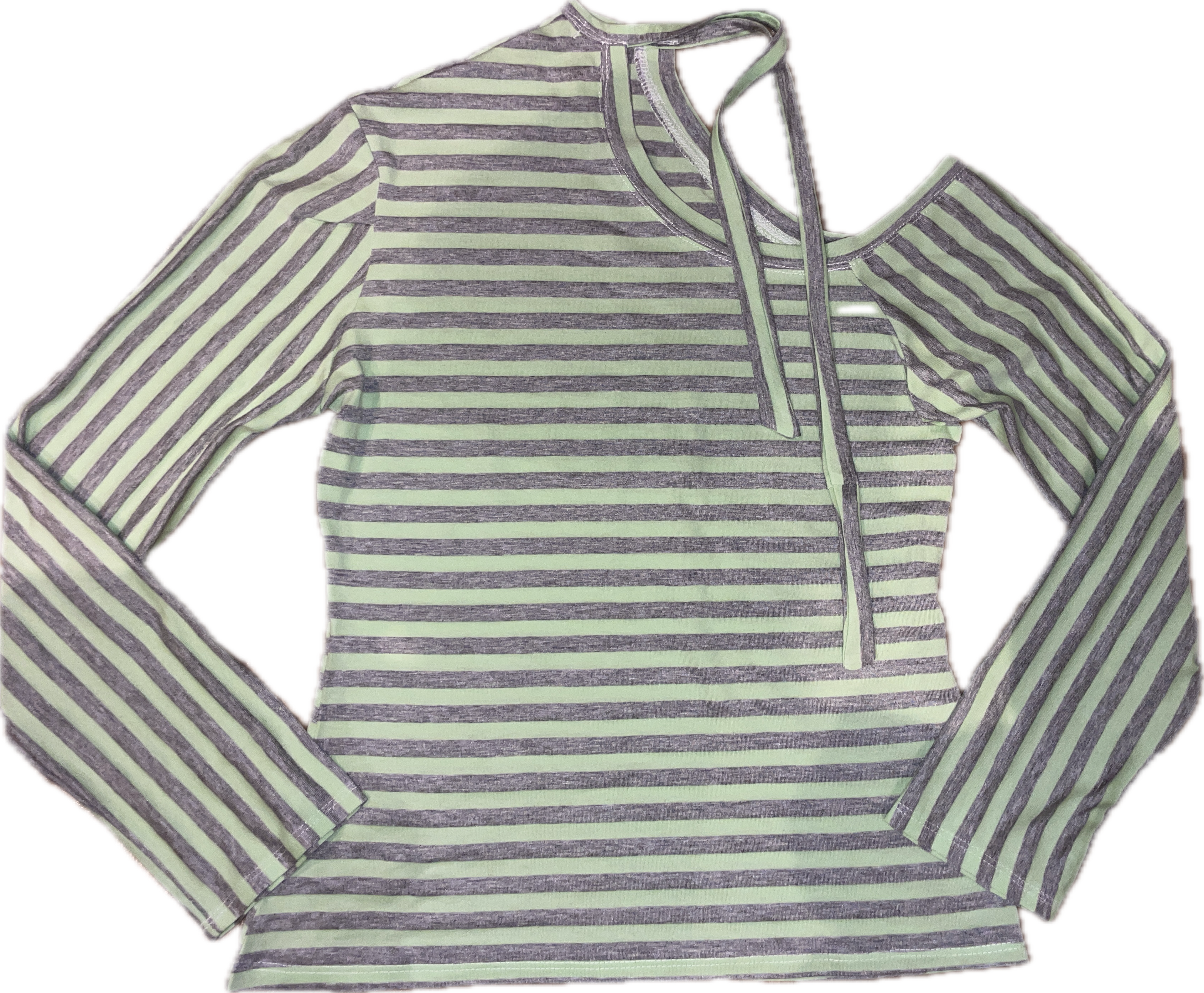 handmade off shoulder cut out tie up long sleeve