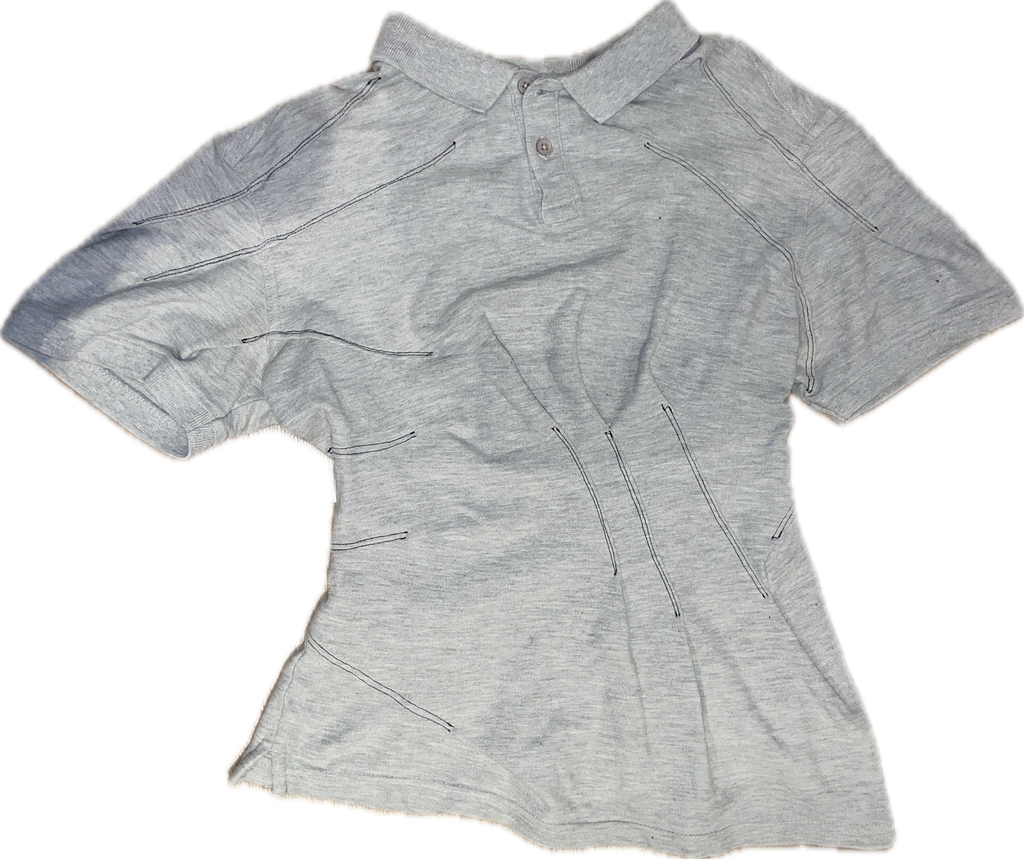 reworked polo shirt with cinched waistband