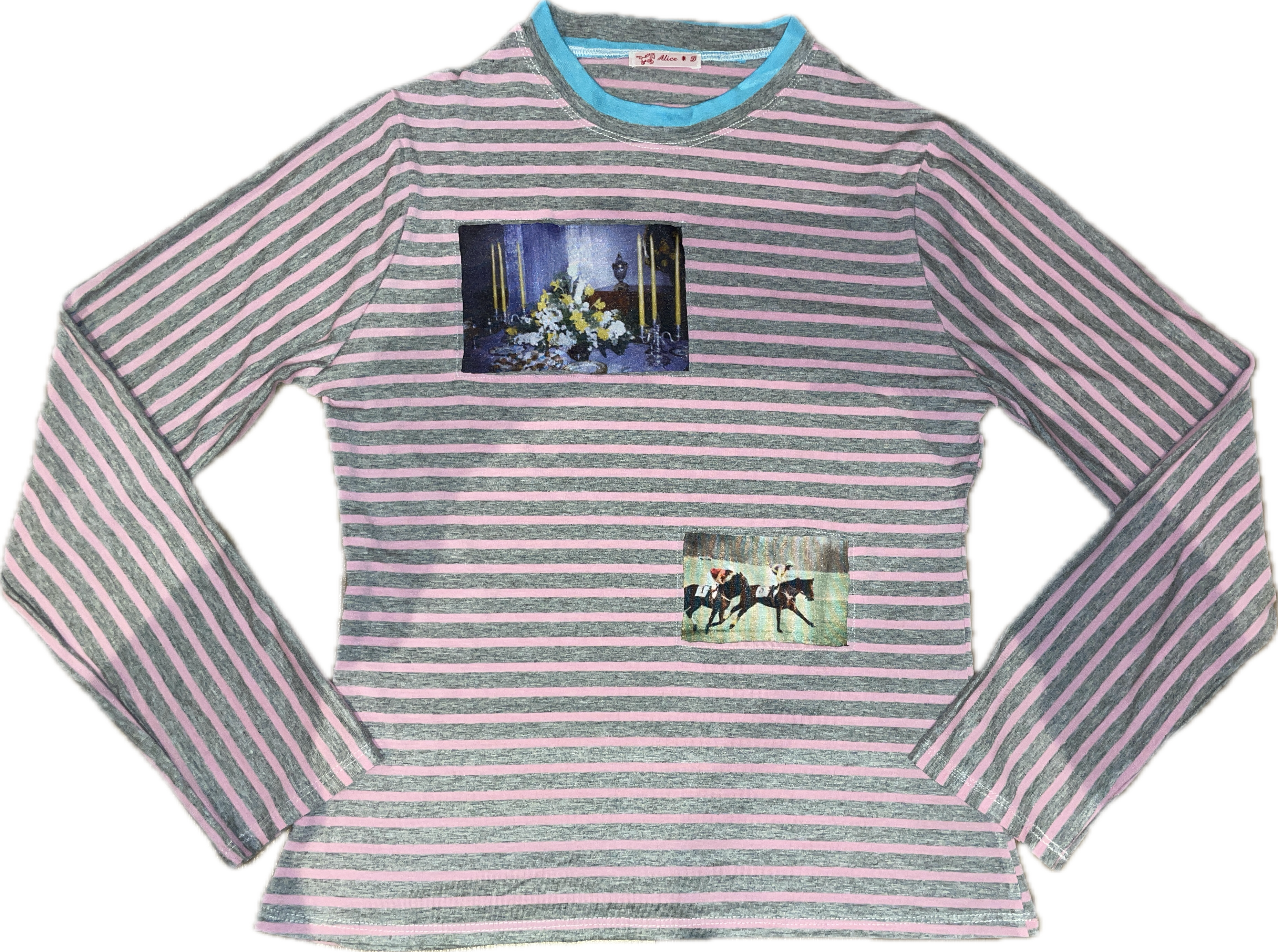 handmade pink stripe jersey top with photo print