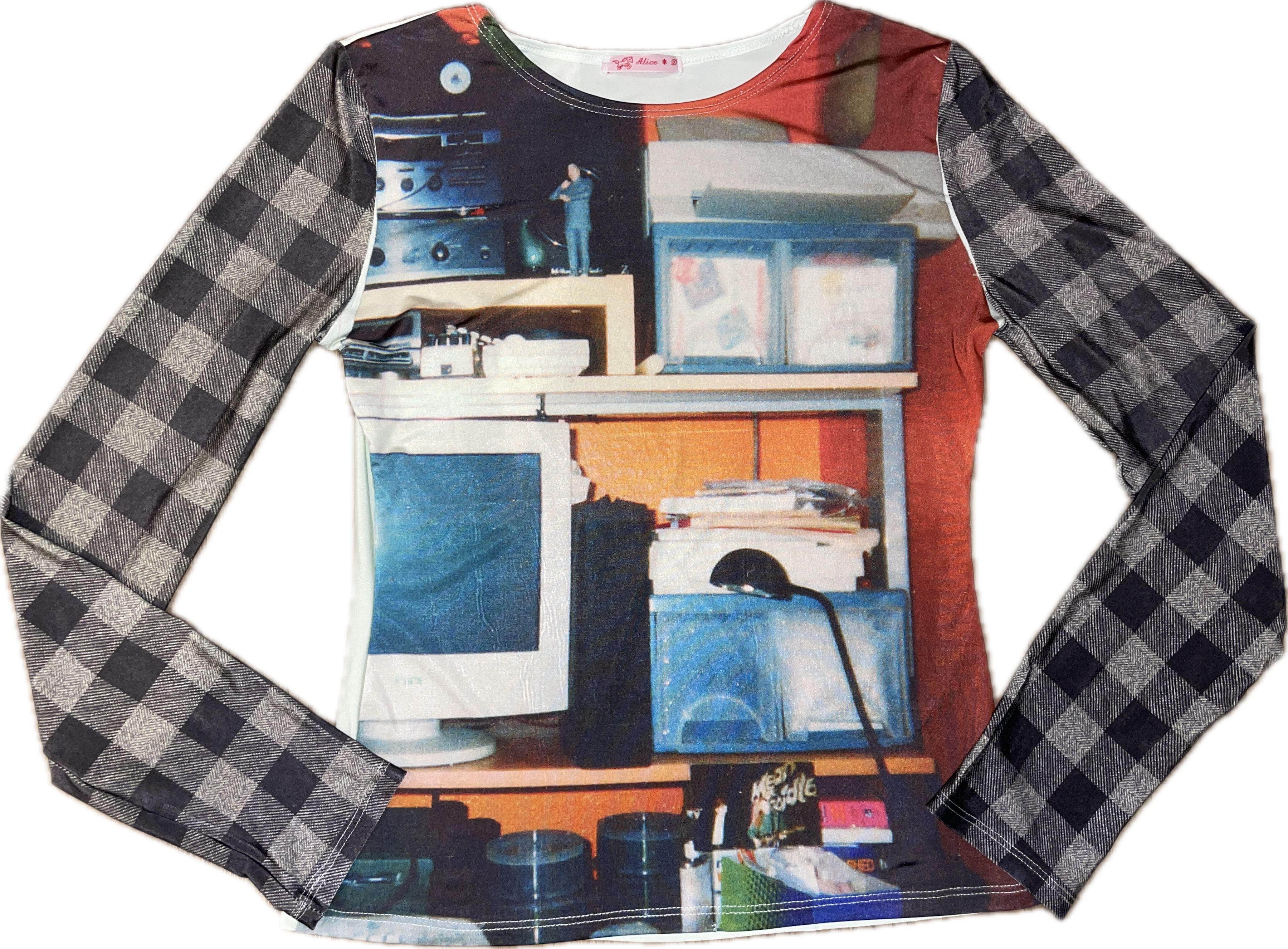 handmade slinky lycra digital print tartan longsleeve