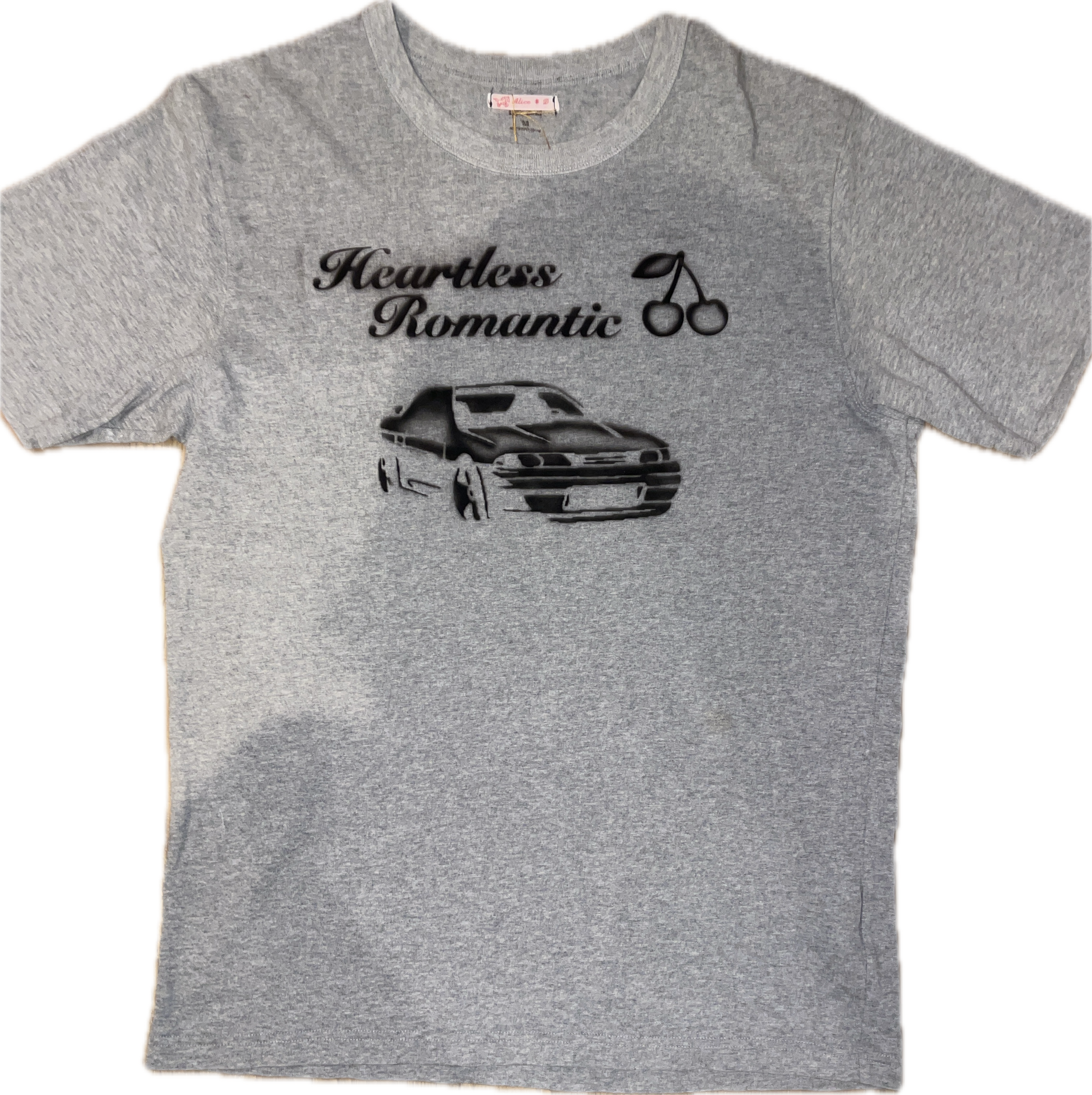 reworked airbrush vintage car stencil print tee