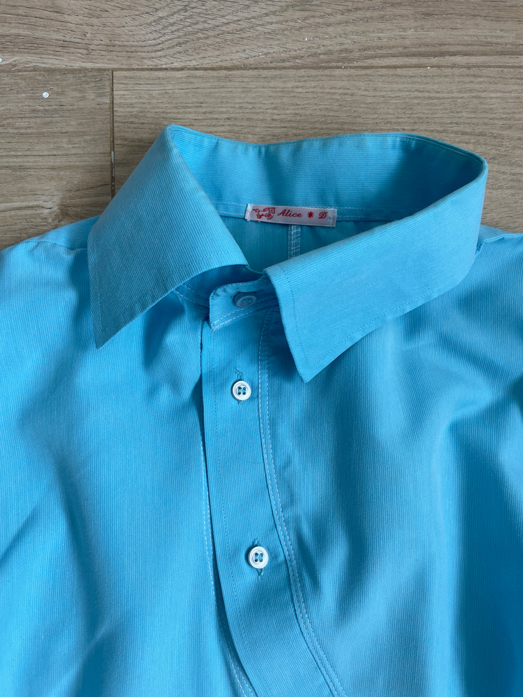 aqua blue asymmetrical longsleeve shirt