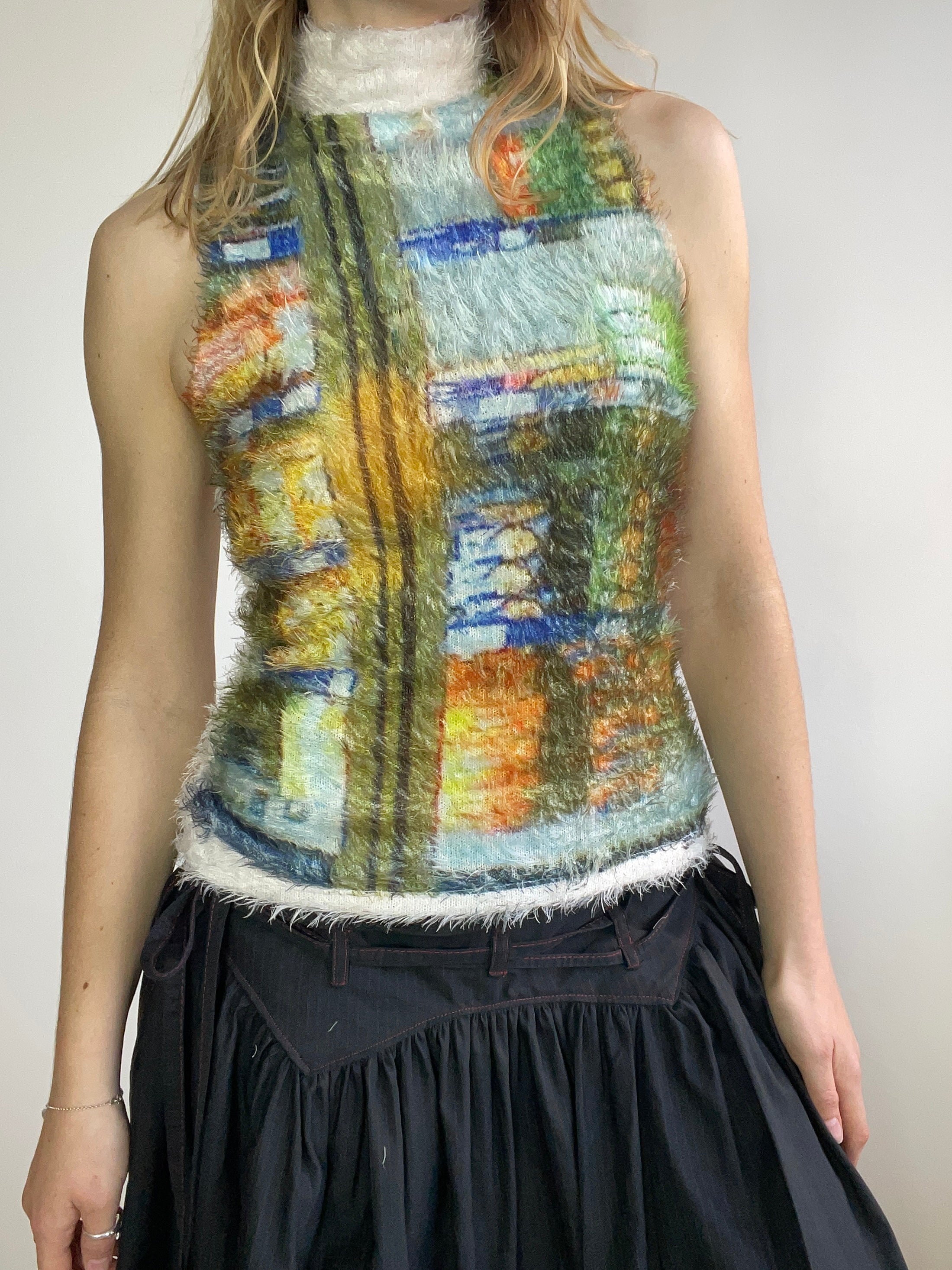 handmade printed 90s photograph fluffy tank