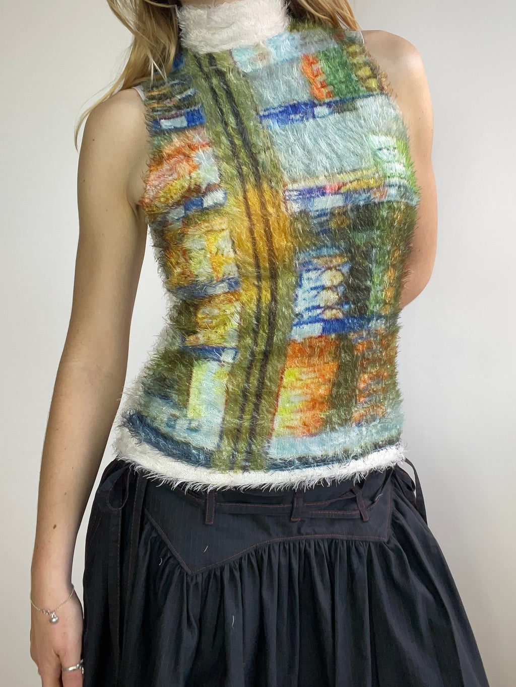 handmade printed 90s photograph fluffy tank