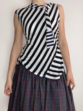 handmade striped monochrome tie up tank