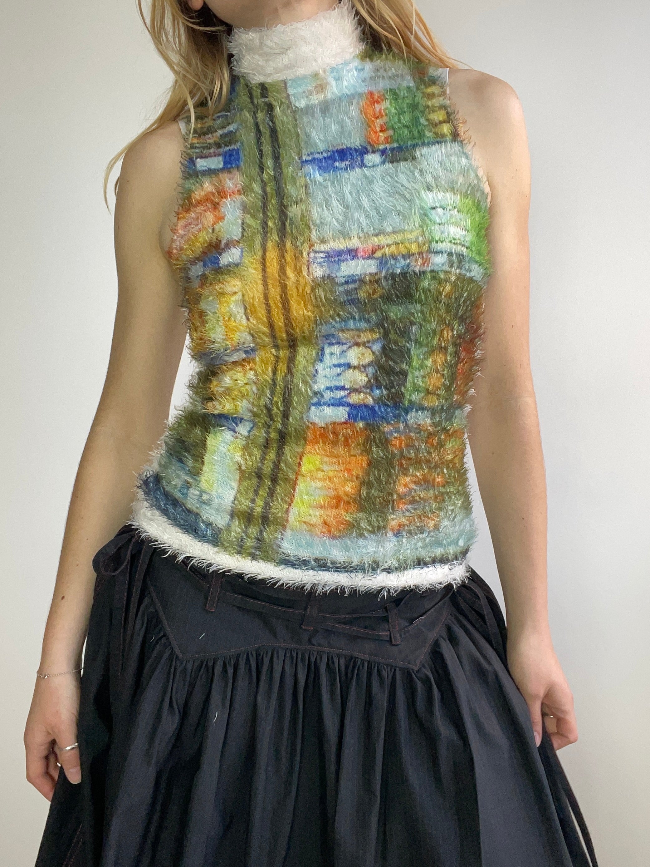 handmade printed 90s photograph fluffy tank
