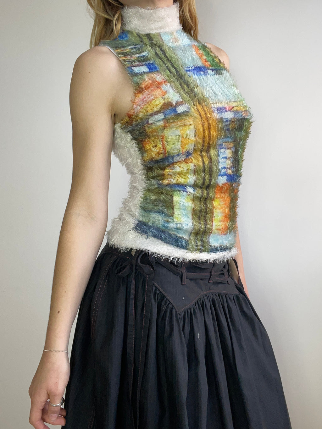 handmade printed 90s photograph fluffy tank