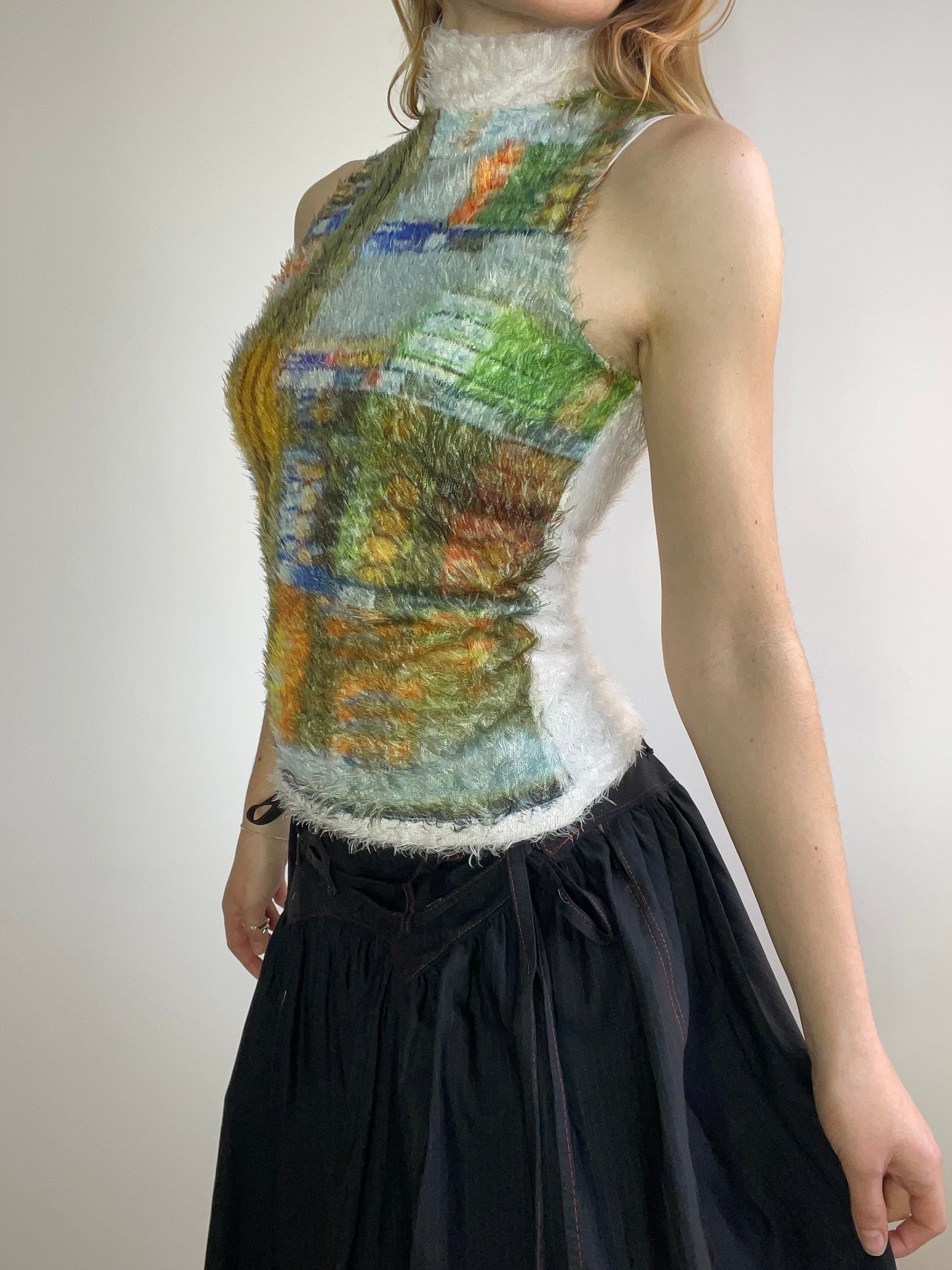 handmade printed 90s photograph fluffy tank