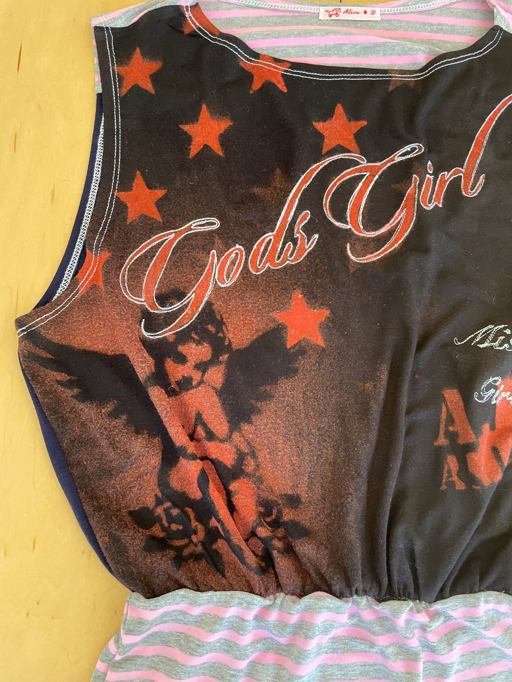 handmade bleach stencil print cinched tank