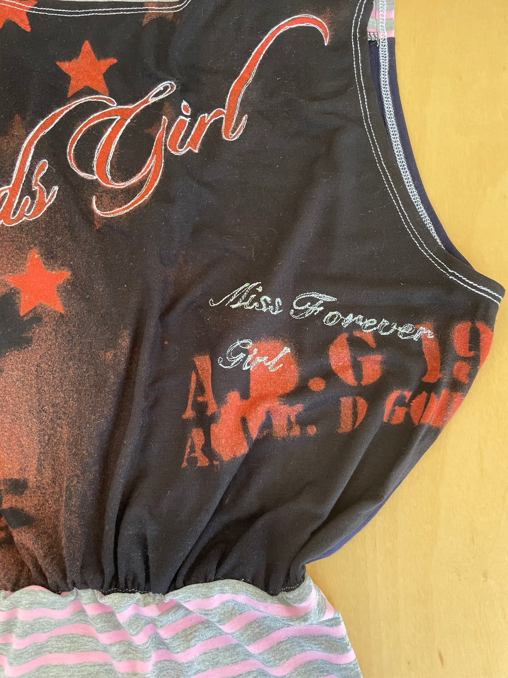 handmade bleach stencil print cinched tank