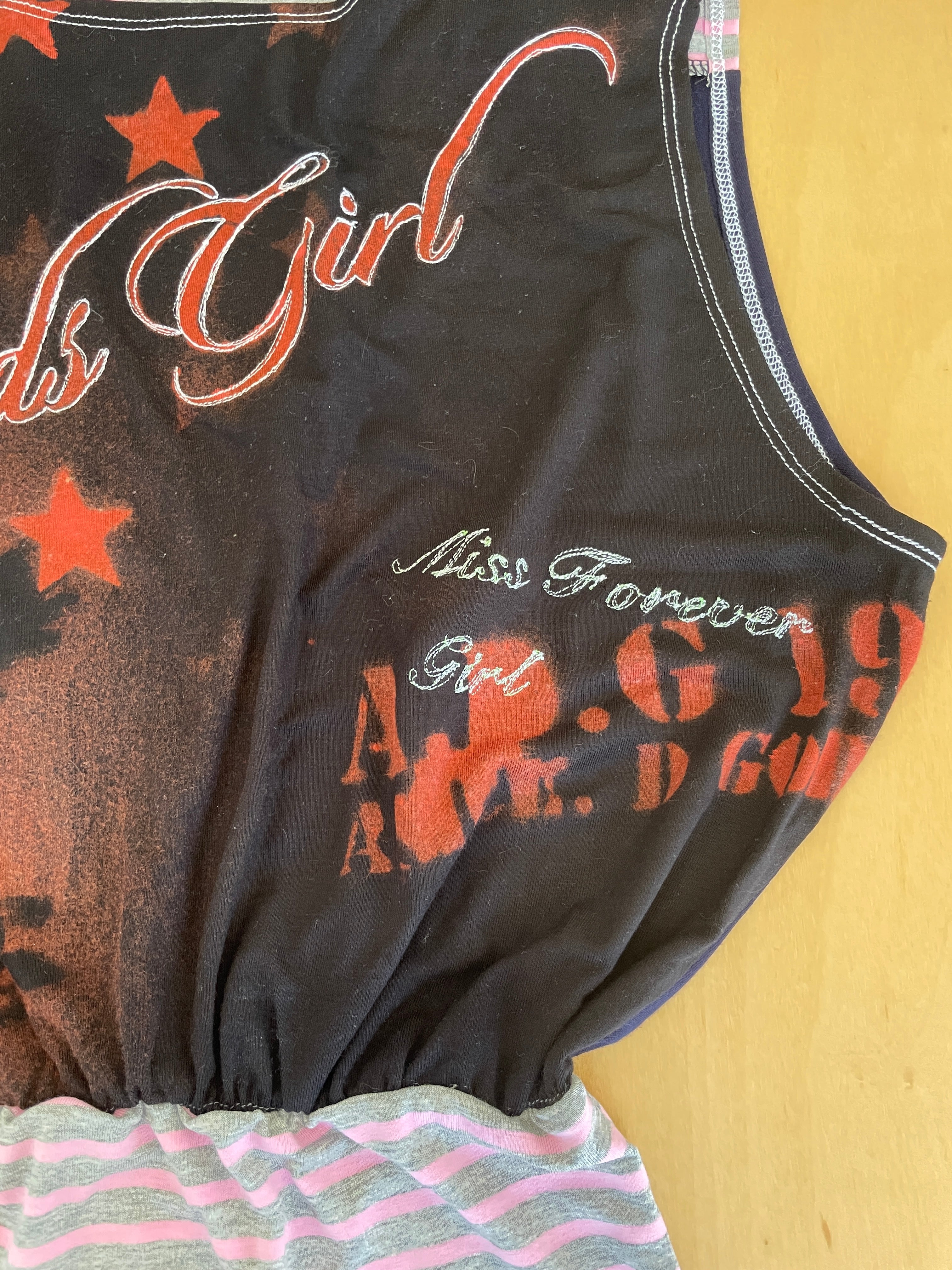 handmade bleach stencil print cinched tank