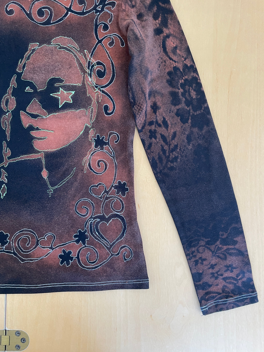 handmade stencil print girls face long sleeve