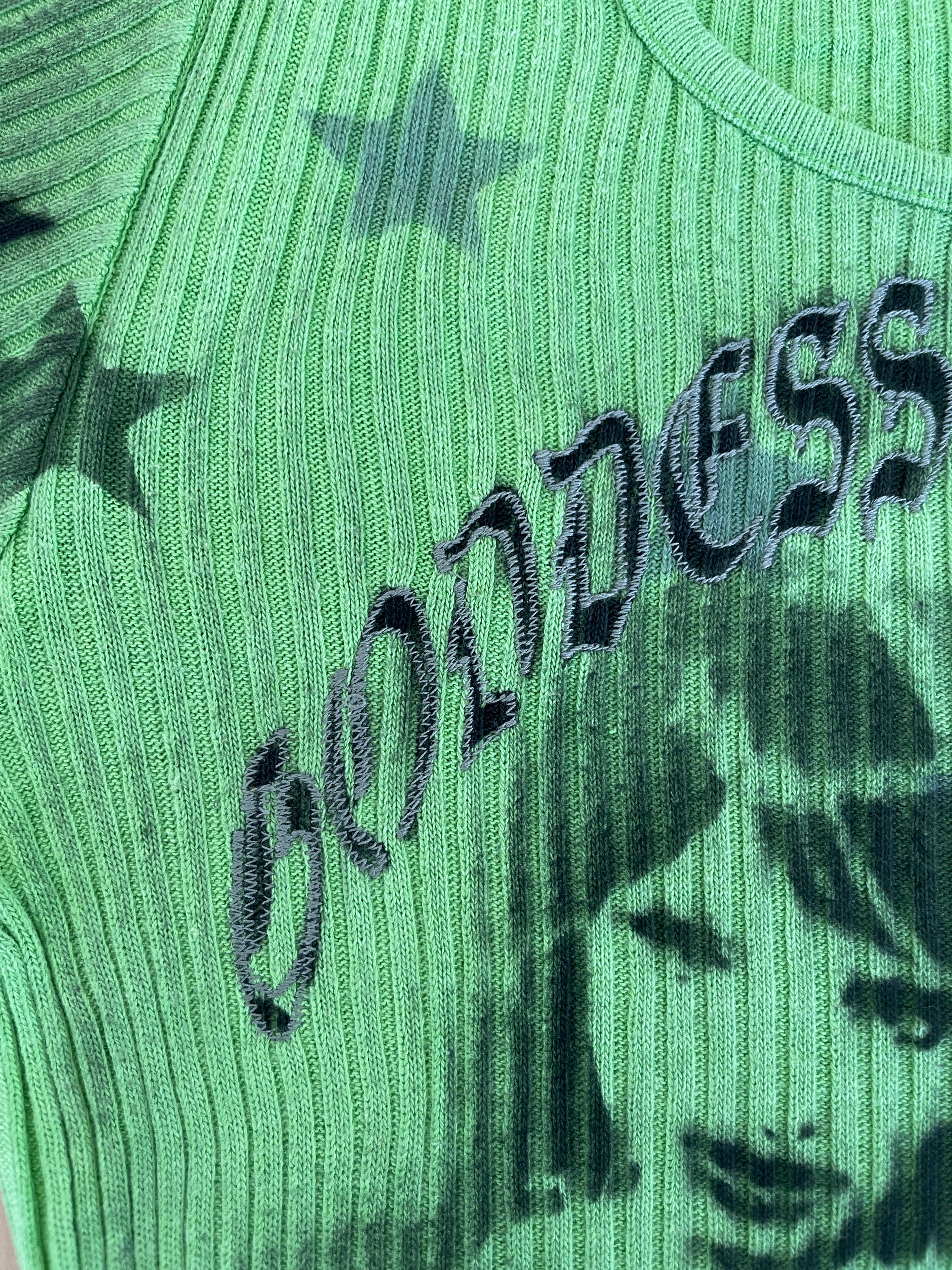 handmade airbrush stencil print ribbed embroidered tee