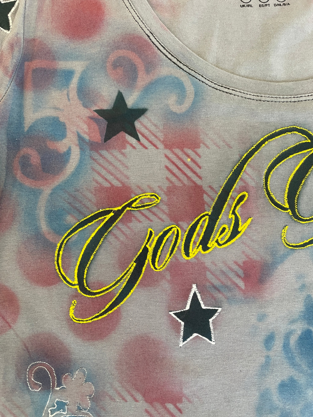handmade tartan airbrush stencil print ribbed embroidered long sleeve