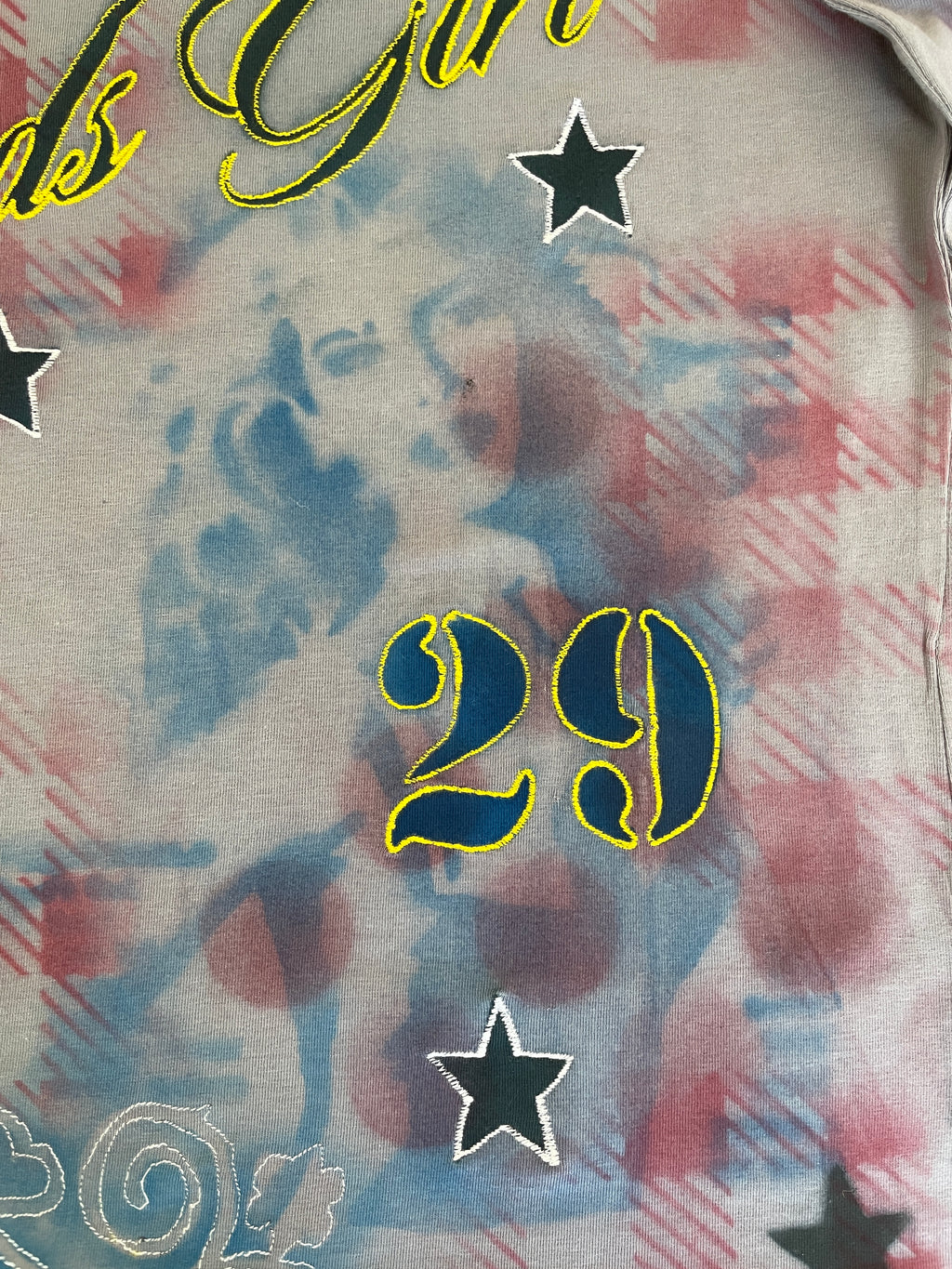 handmade tartan airbrush stencil print ribbed embroidered long sleeve